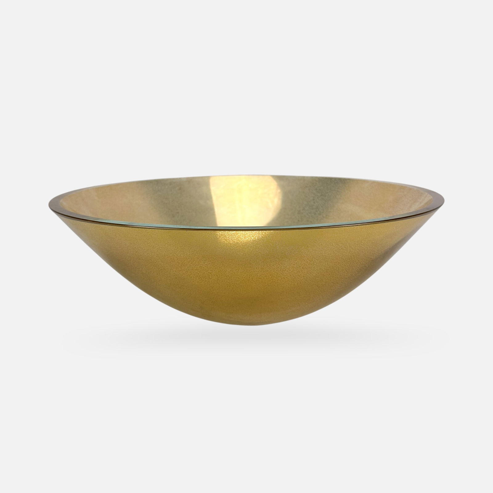 Stephen Schlanser Gold Crackle Art Glass Basin Centerpiece Bowl (1 of 5)