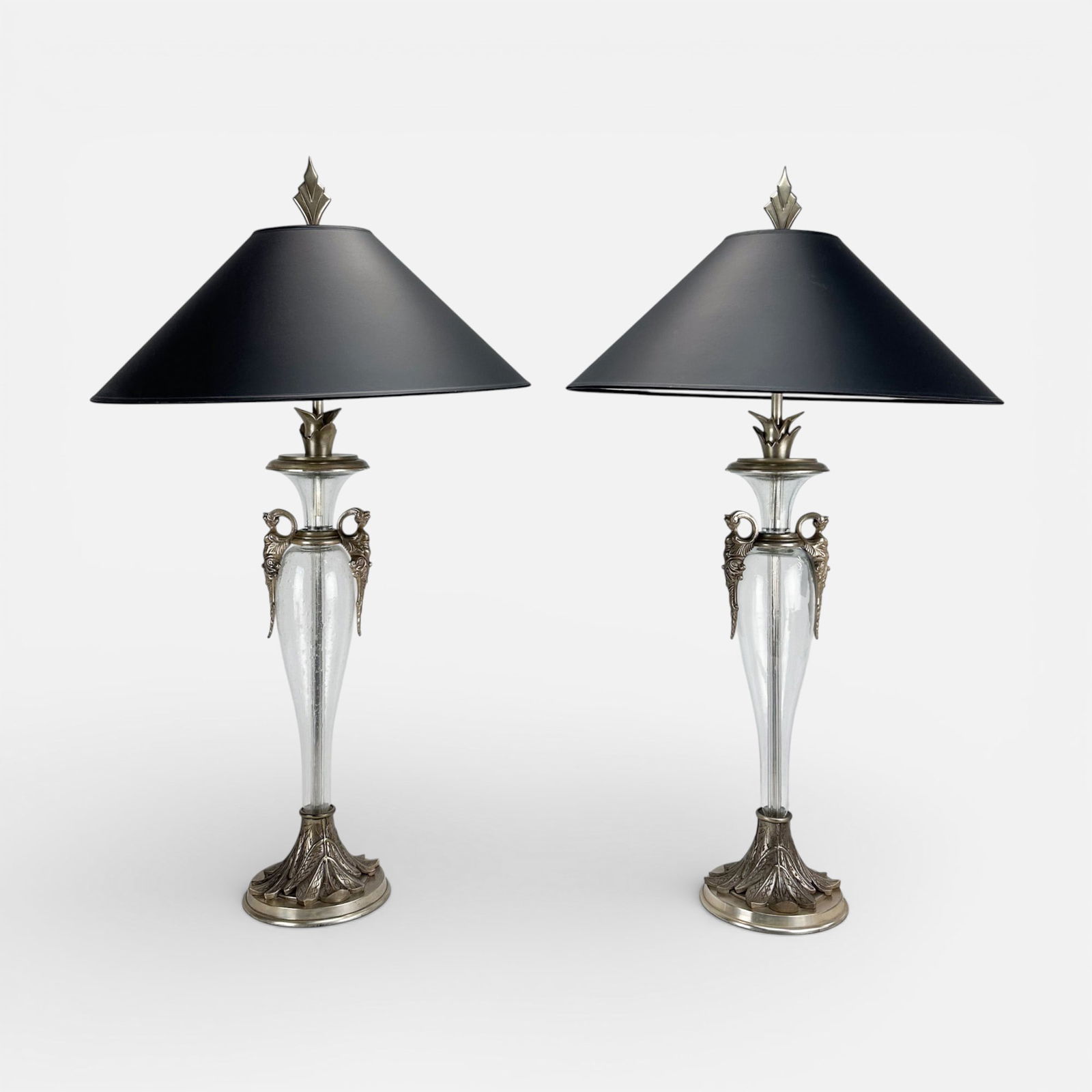 Pair Chapman Glass & Silver Metal Table Lamps (1 of 6)