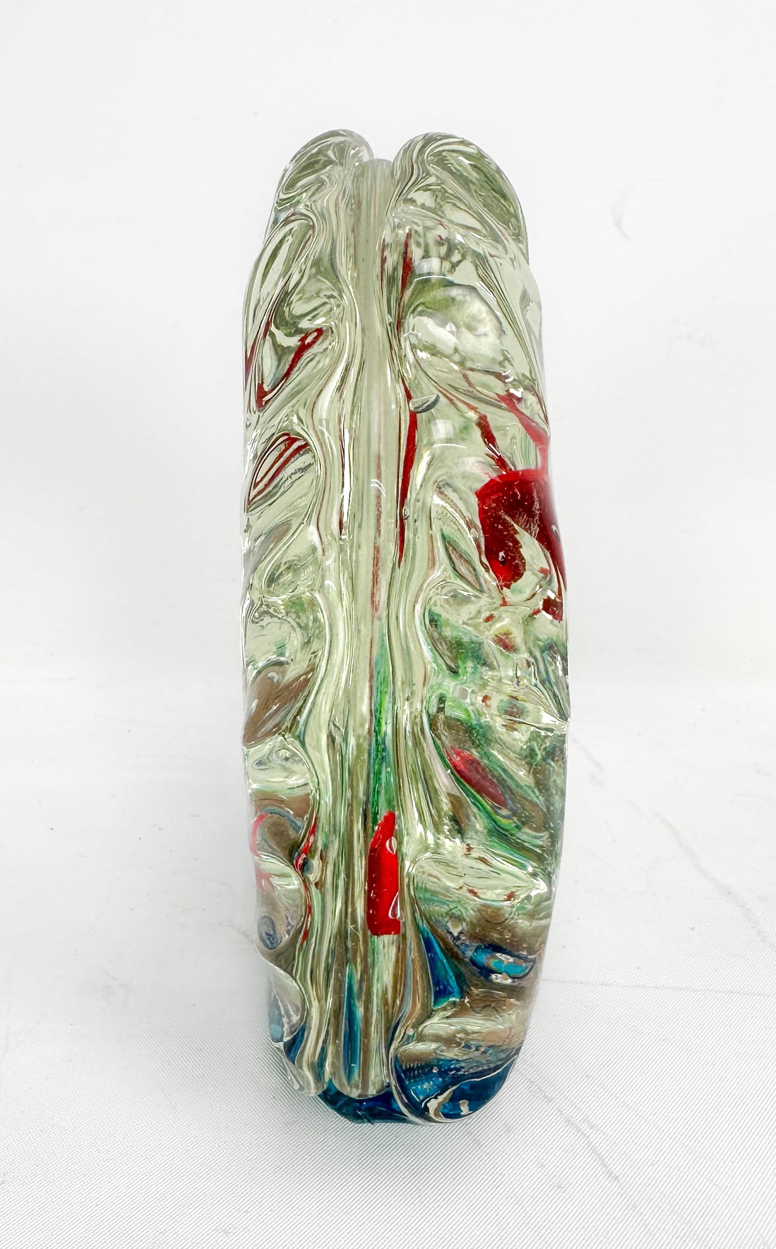 Murano Aquarium Art Glass Clamshell-Shaped Fish Block Sculpture Oversized Paperweight - 4