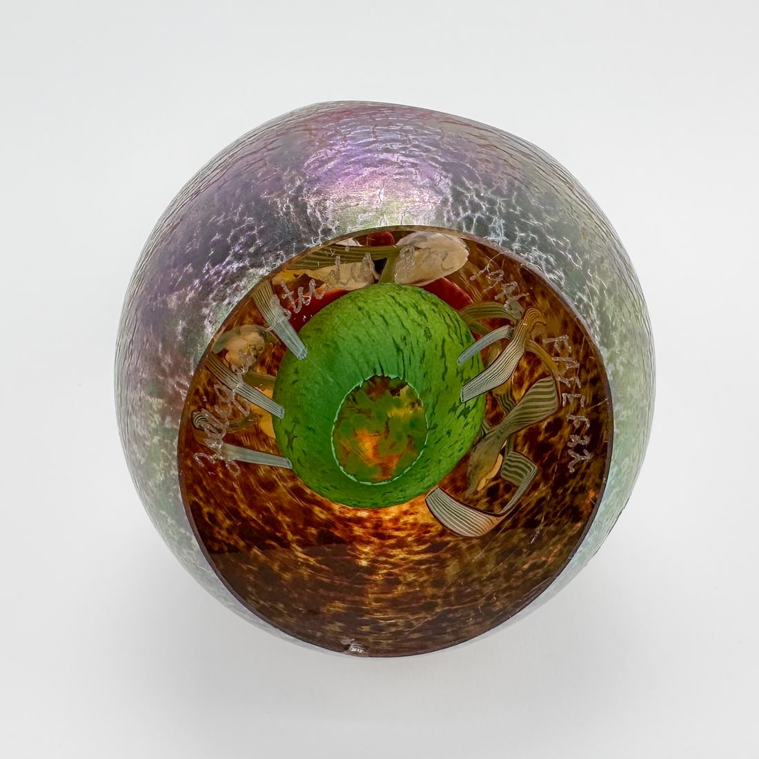 Zellique Studio JM 1996 Iridescent Art Glass Butterfly Paperweight - 6