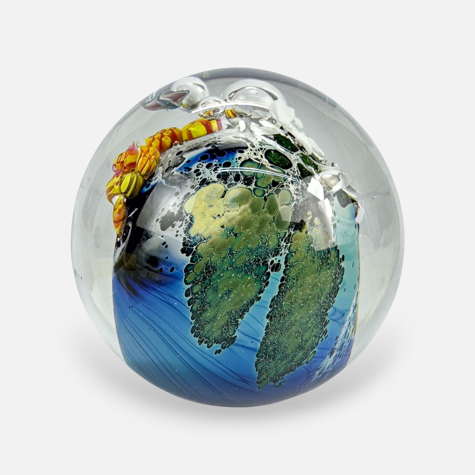 Josh Simpson 1989 Inhabited Planet Studio Art Glass Paperweight #1 (1 of 5)