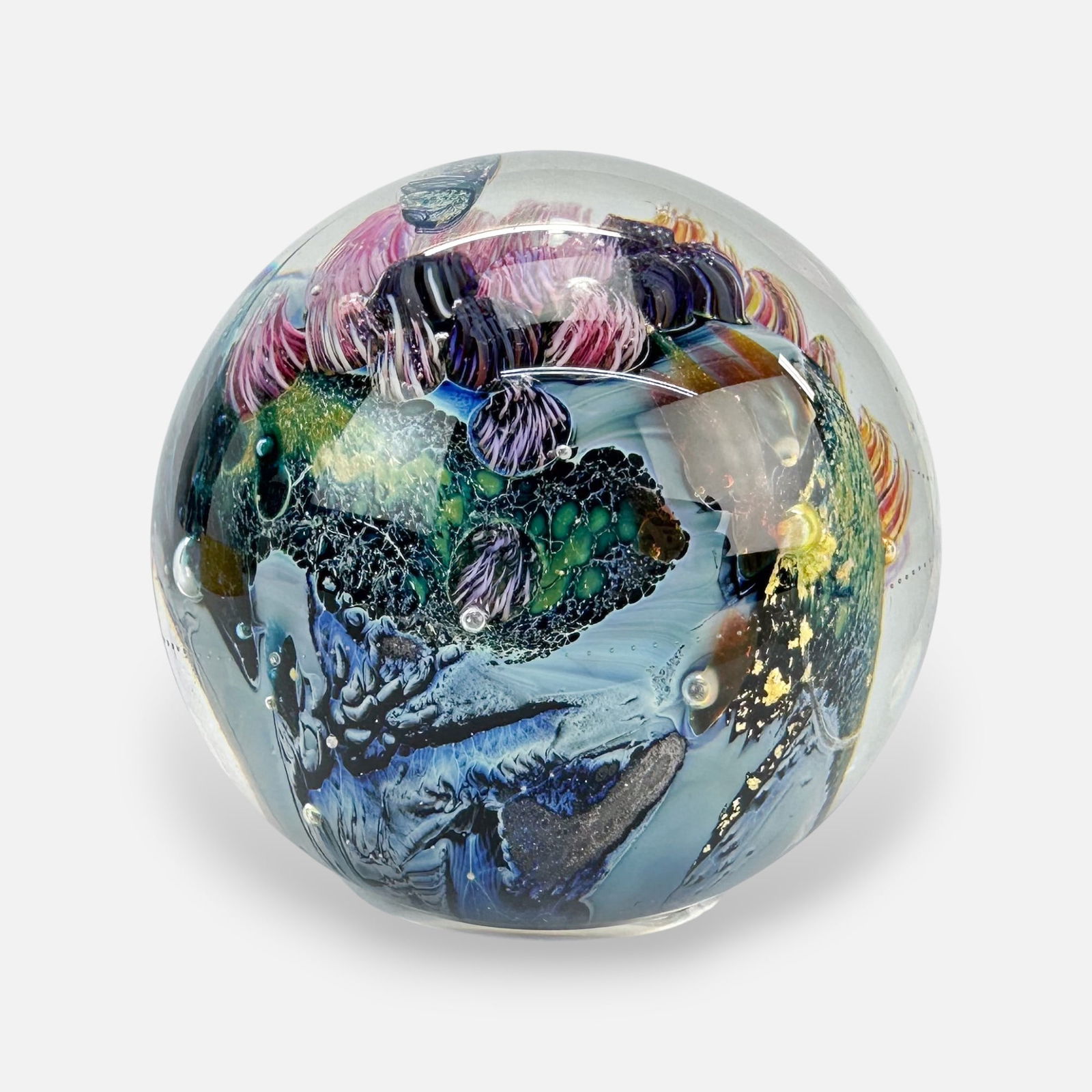 Josh Simpson 1996 Inhabited Planet Studio Art Glass Paperweight #2 (1 of 5)