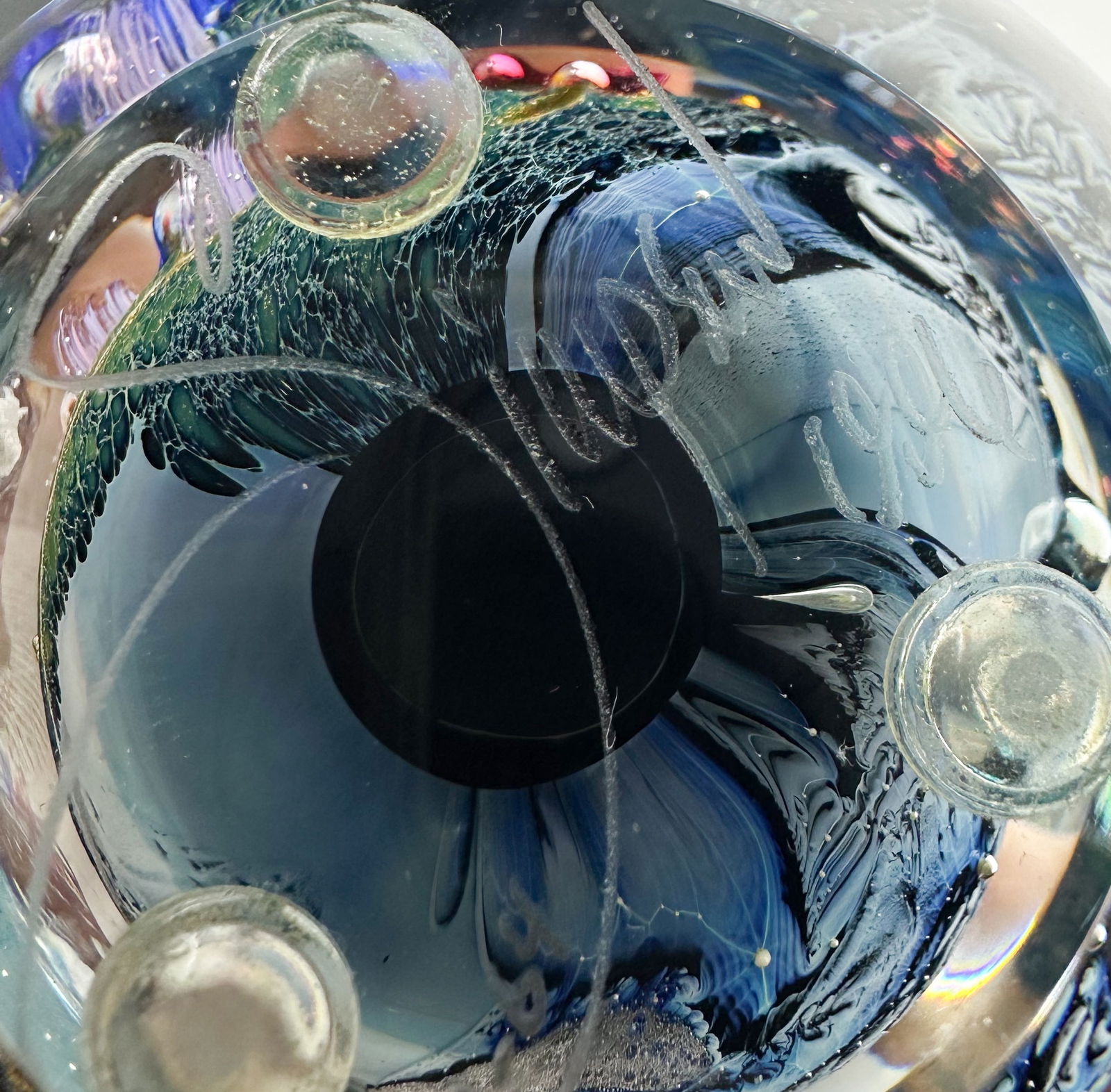 Josh Simpson 1996 Inhabited Planet 3" Studio Art Glass Paperweight #2 - 4