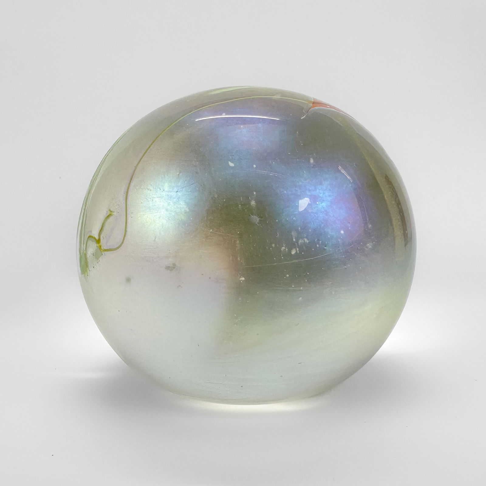 Eric Brakken 1987 Iridescent Studio Art Glass Flower Paperweight - 4