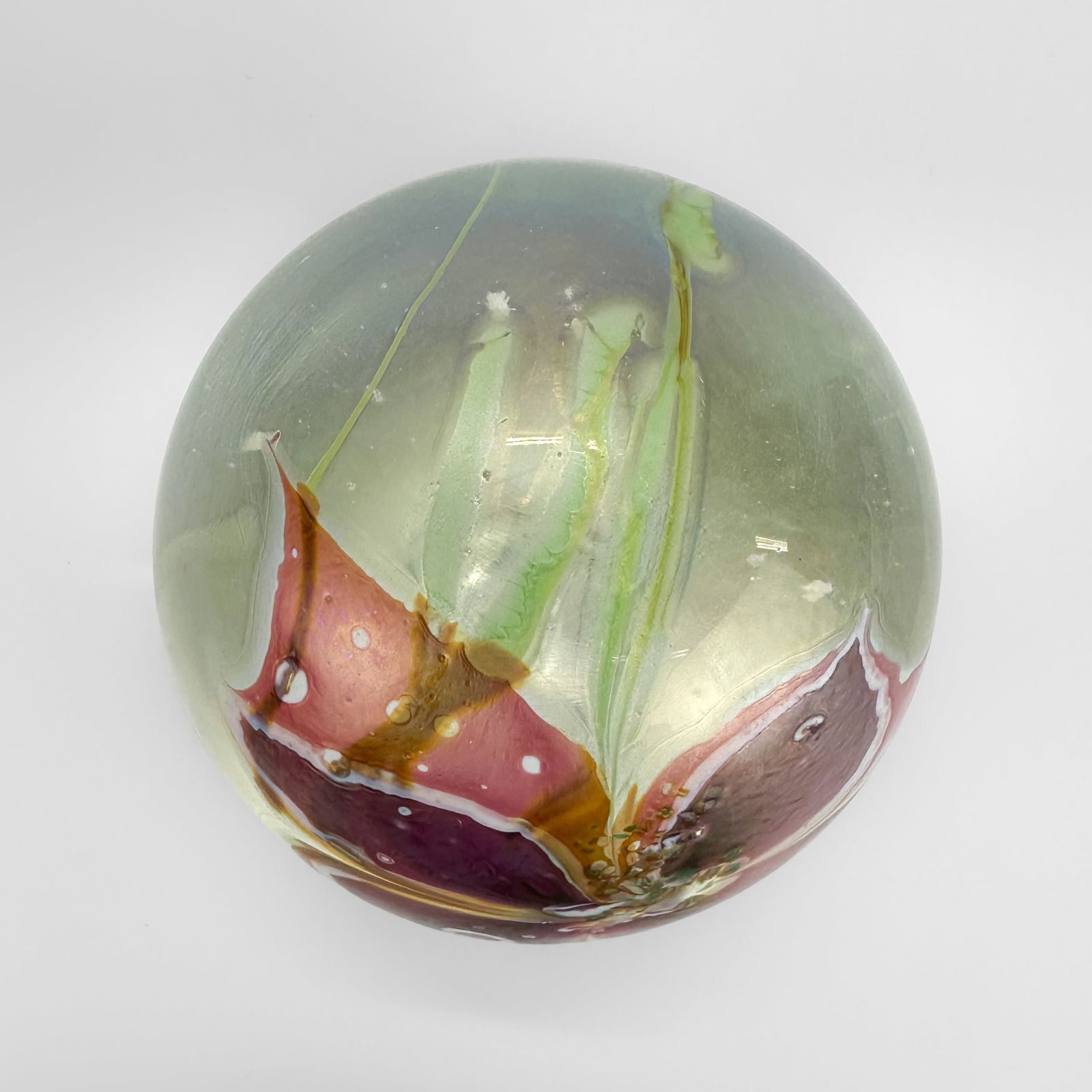 Eric Brakken 1987 Iridescent Studio Art Glass Flower Paperweight - 5