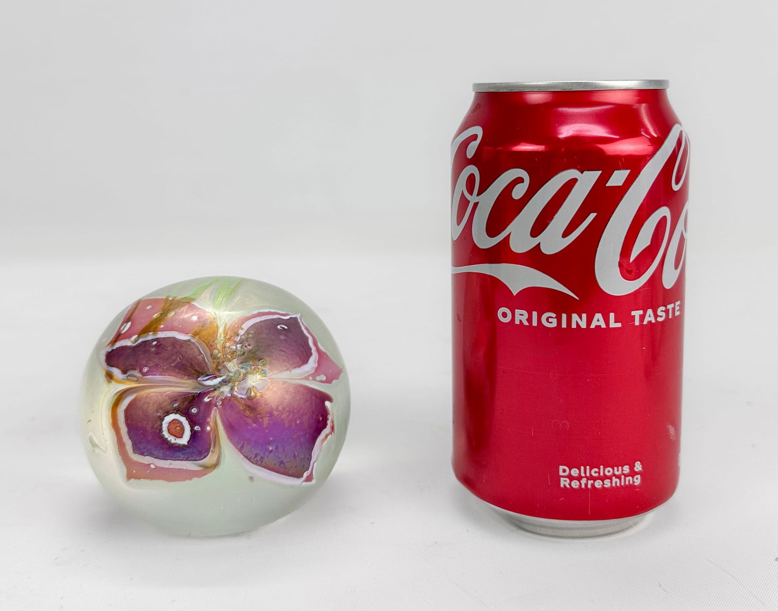 Eric Brakken 1987 Iridescent Studio Art Glass Flower Paperweight - 6