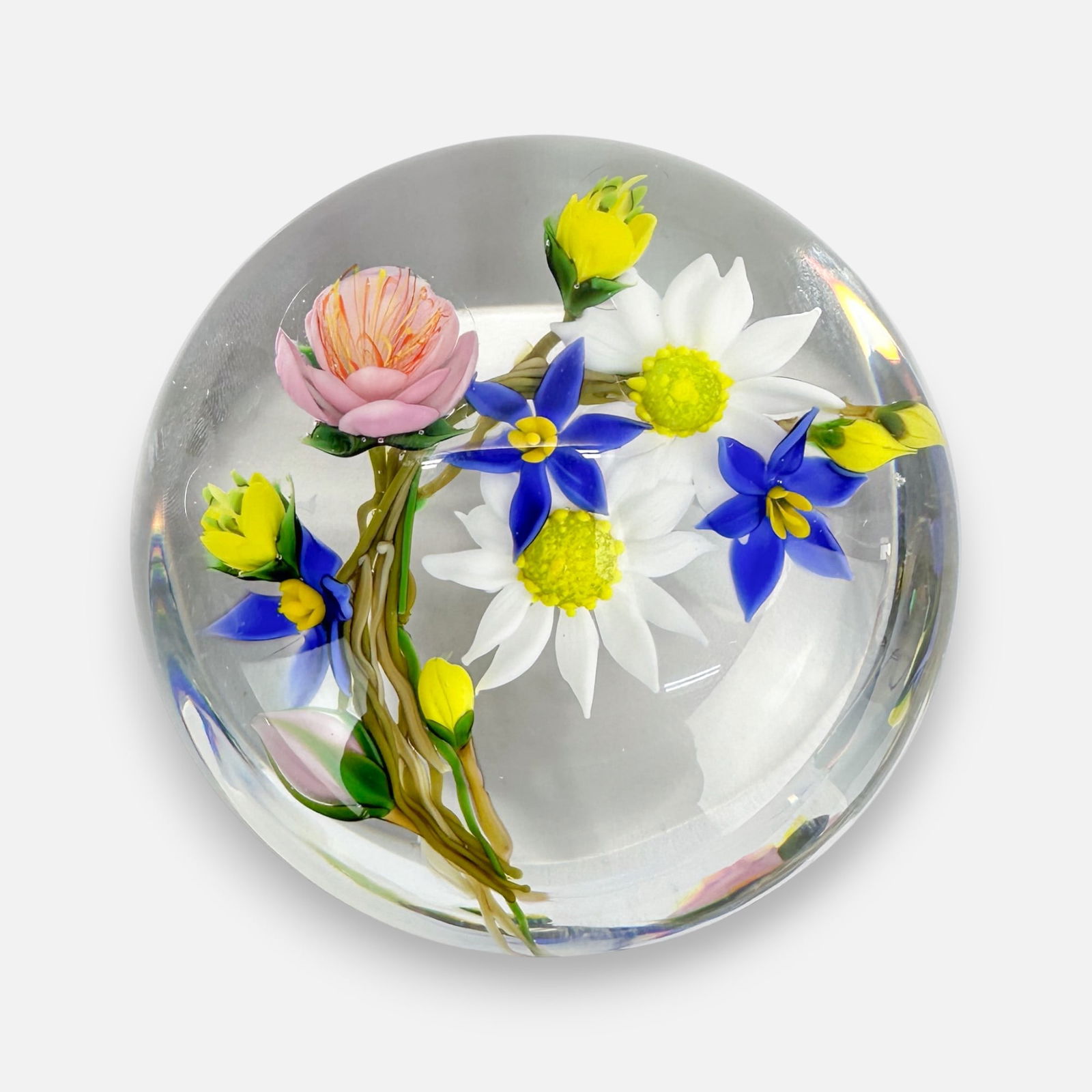 Paul Stankard 1982 Signed Braided Flower Bouquet Studio Art Glass Paperweight (1 of 6)