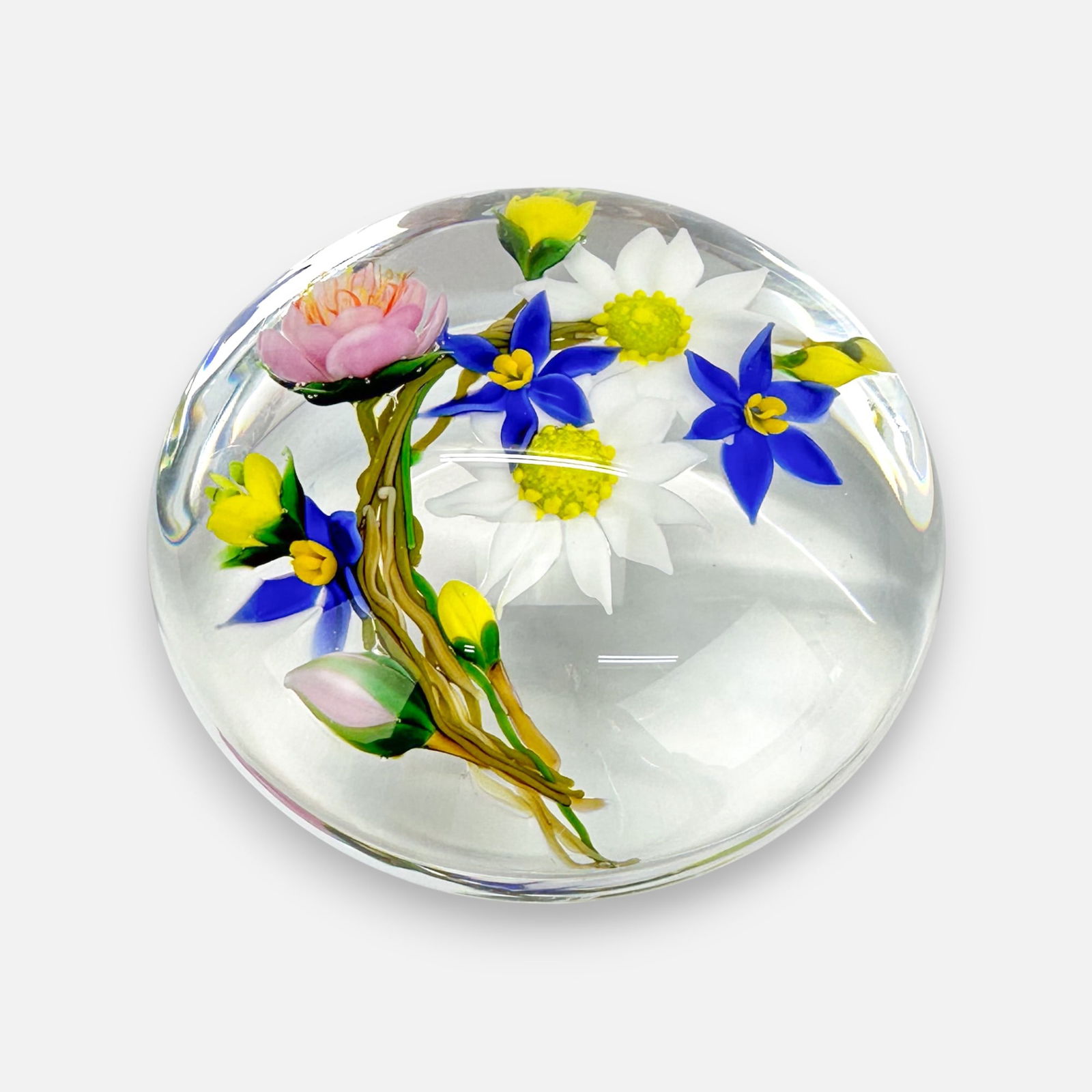 Paul Stankard 1982 Signed Braided Flower Bouquet Studio Art Glass Paperweight - 2