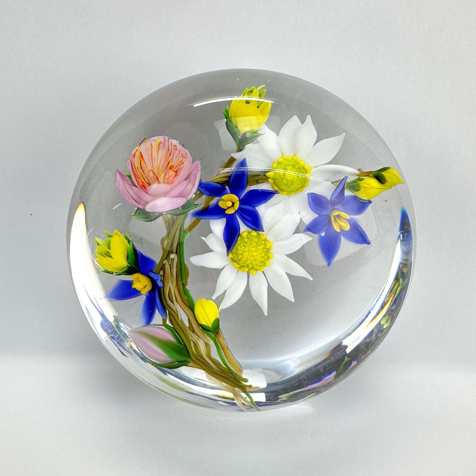 Paul Stankard 1982 Signed Braided Flower Bouquet Studio Art Glass Paperweight - 4