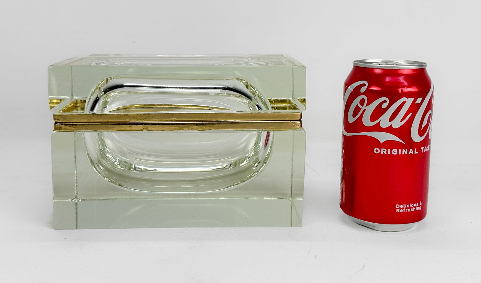 Mandruzzato Murano Sommerso Style Glass Lidded Casket Box w/Brass Fittings - 2