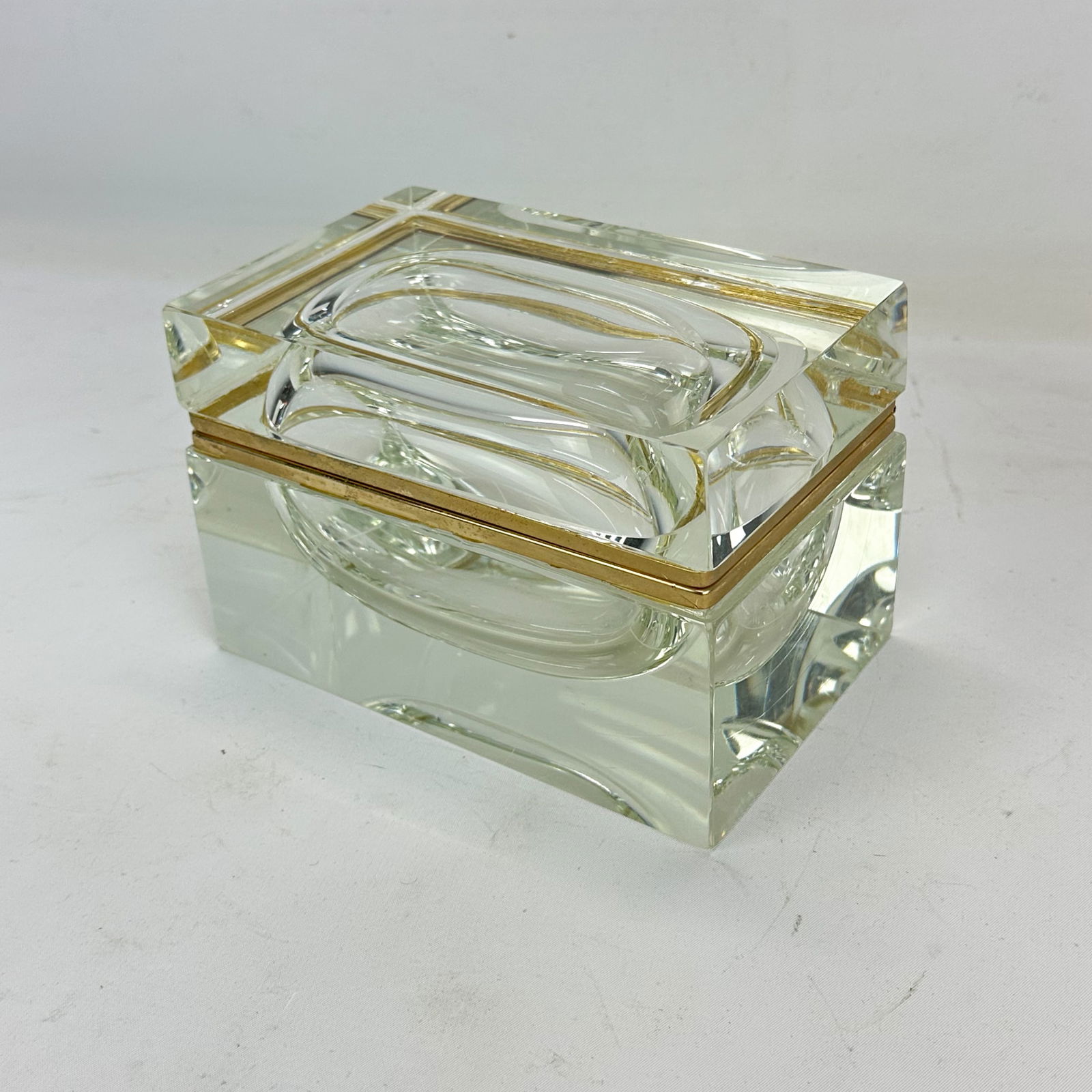 Mandruzzato Murano Sommerso Style Glass Lidded Casket Box w/Brass Fittings - 4