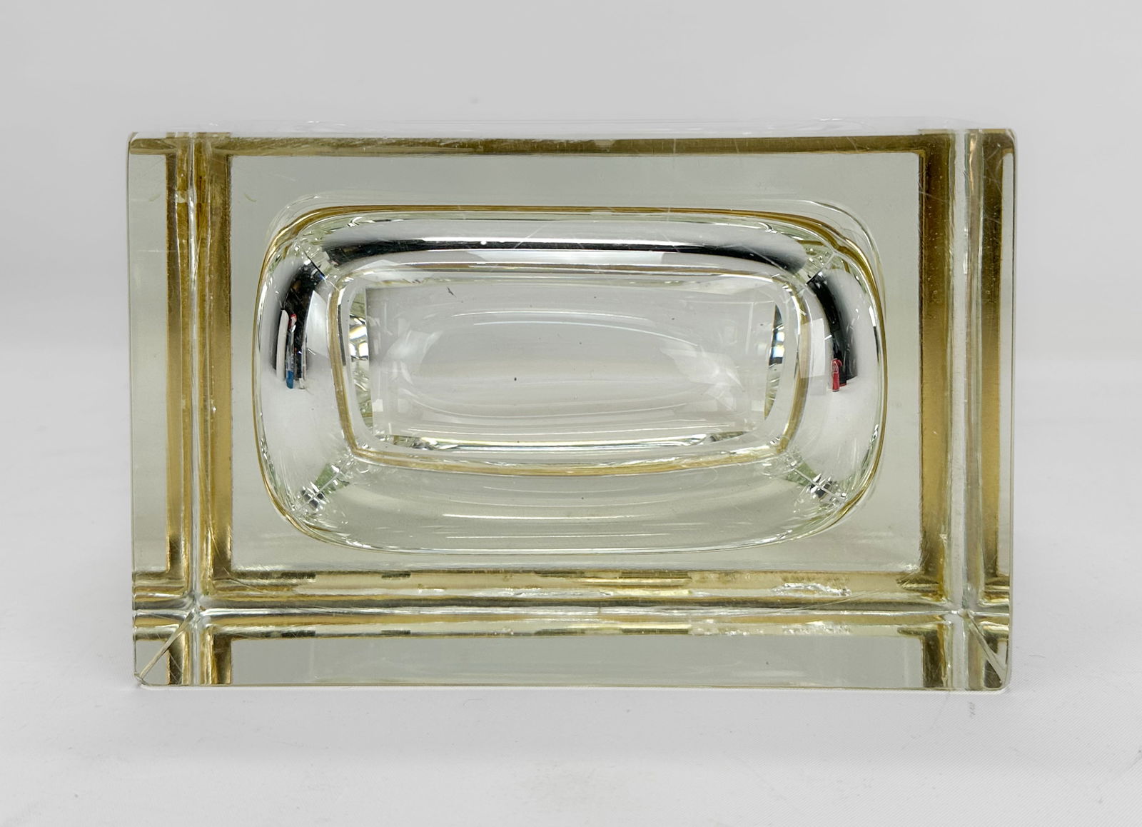 Mandruzzato Murano Sommerso Style Glass Lidded Casket Box w/Brass Fittings - 7