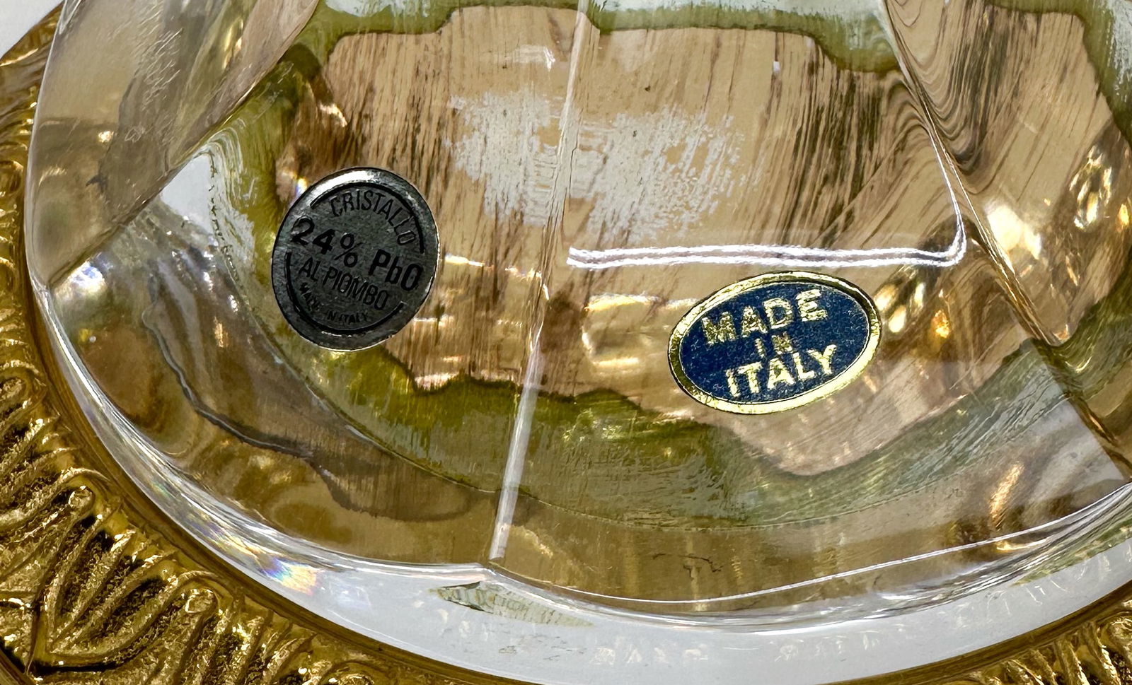 Contemporary Italian Lead Crystal and Cast Brass Newel Post Art Glass Finial #1 - 3