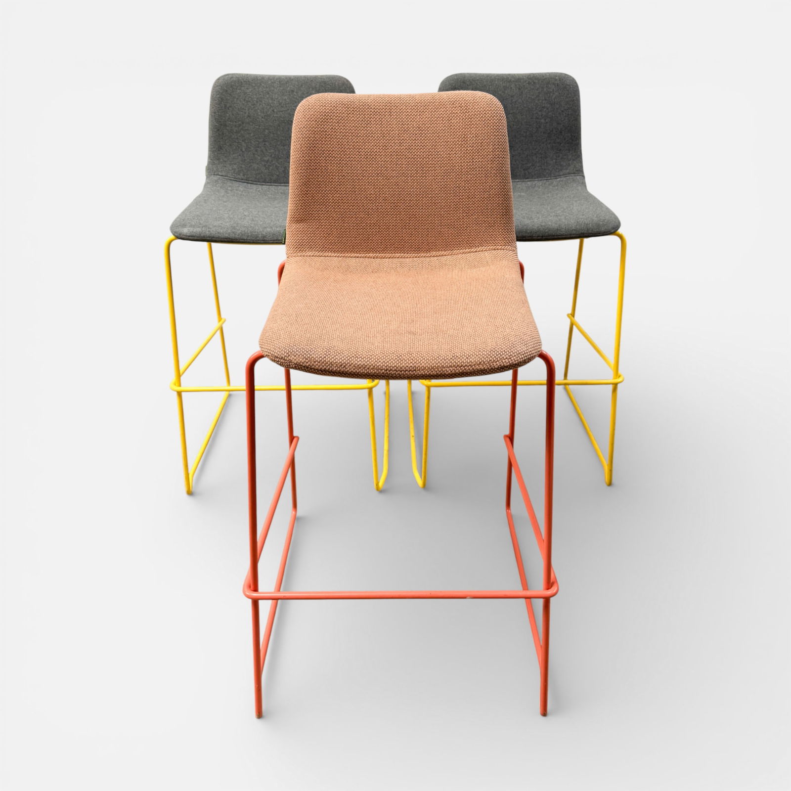 Three NaughtOne MCM Painted Wrought Iron "Polly" Barstools: For shipping, we highly recommend Donald Camden at UPS Store 4608. Alternatively, reach out to one of our preferred shippers listed at the link below or elect for LiveShipping in the checkout screen.