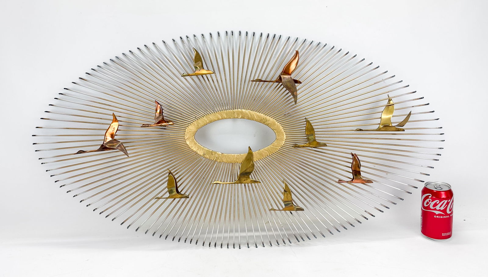 Friedle Brothers Canada Geese in Flight Brass Sunburst Wall Sculpture - 2