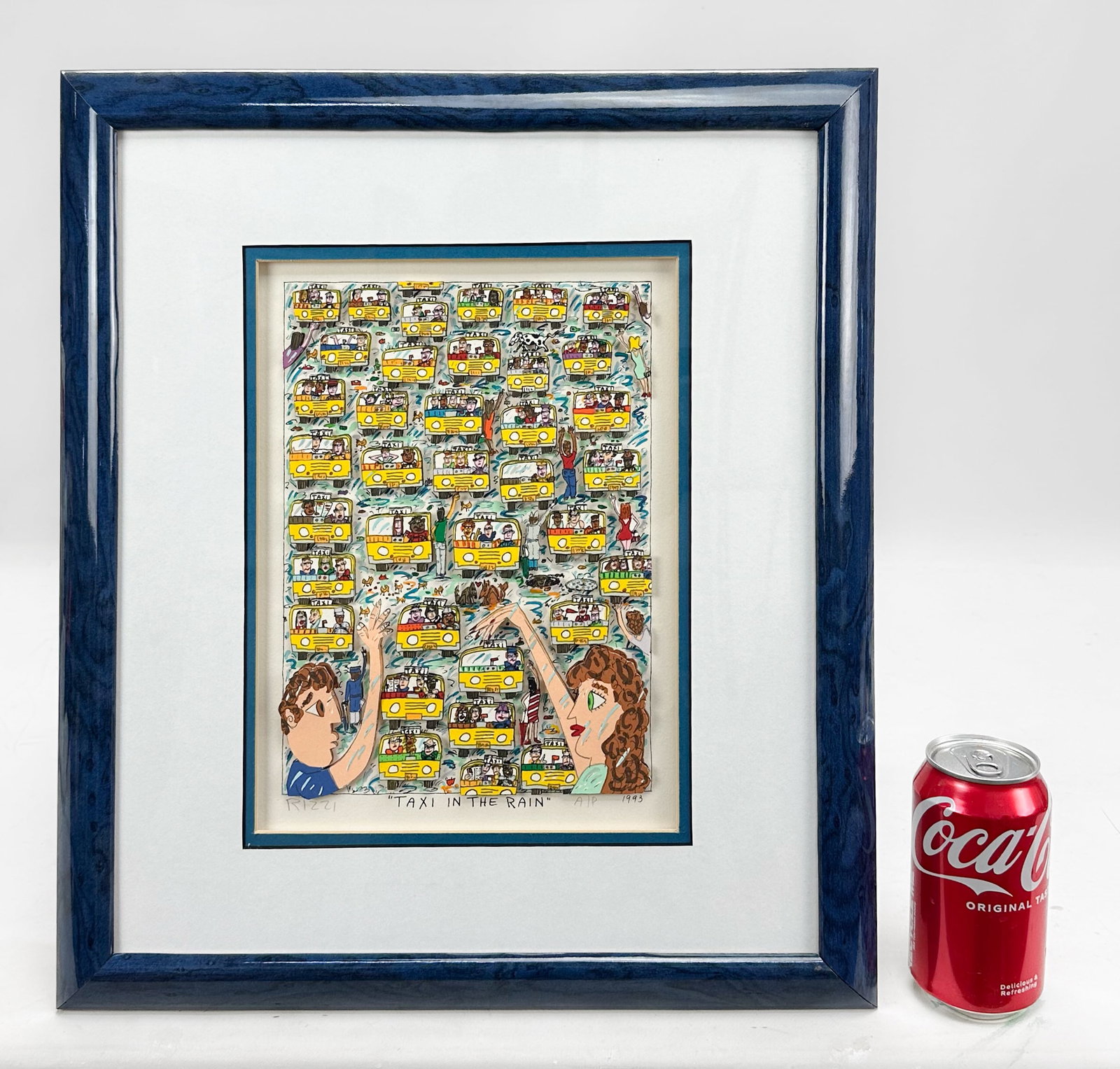 James Rizzi "Taxi in the Rain" Artist Proof 3-D Serigraph Framed Print - 2