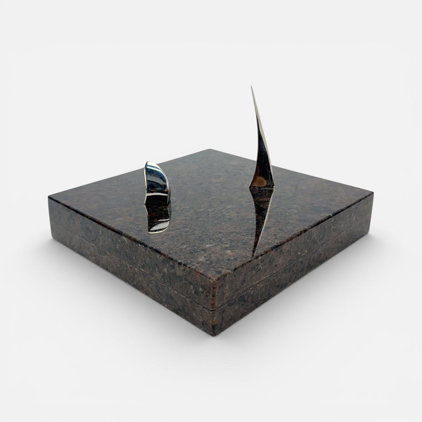 John Safer "Tango" Steel and Travertine Marble Modernist Table Sculpture (1 of 10)