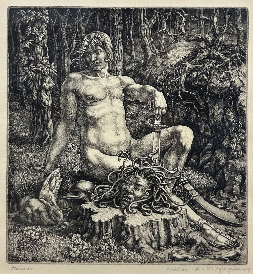 William Evan Charles Morgan "Perseus" 1929 Engraving Framed Print (1 of 7)