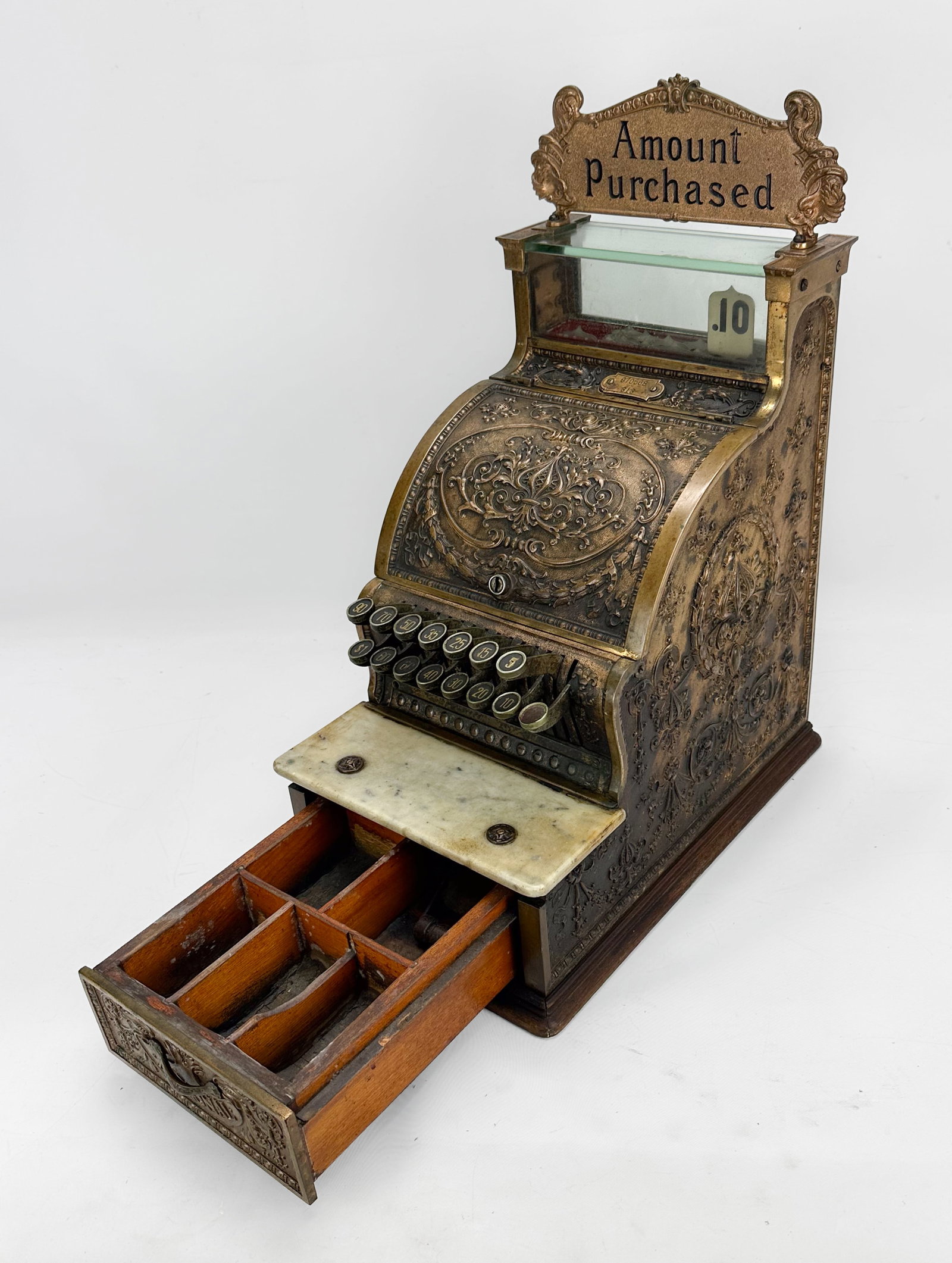 Antique 1913 Model 13 Brass National Cash Register - 5
