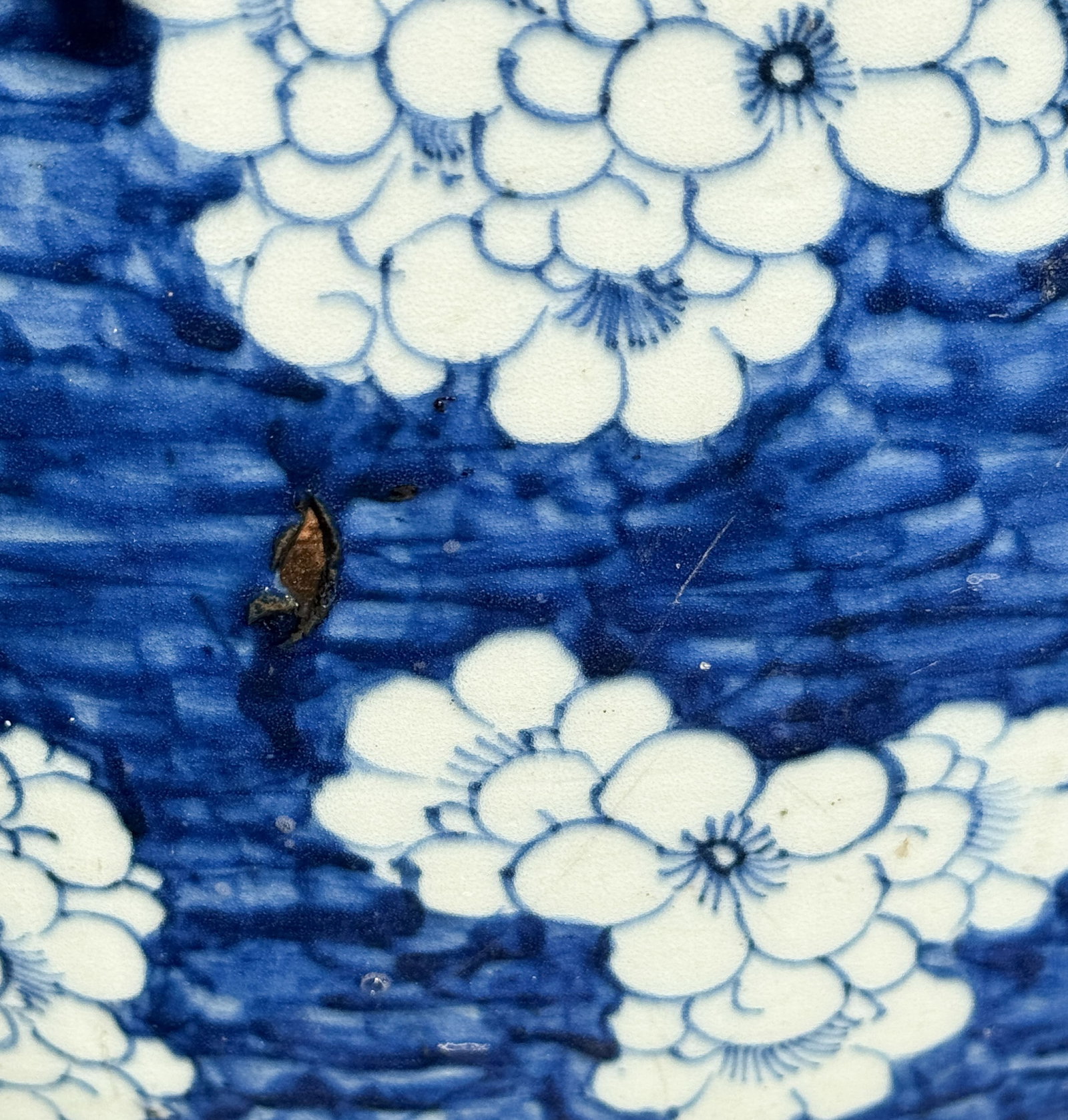 Antique 19thC Chinese Blue and White Round Porcelain Jardiniere w/Prunus Decoration - 4