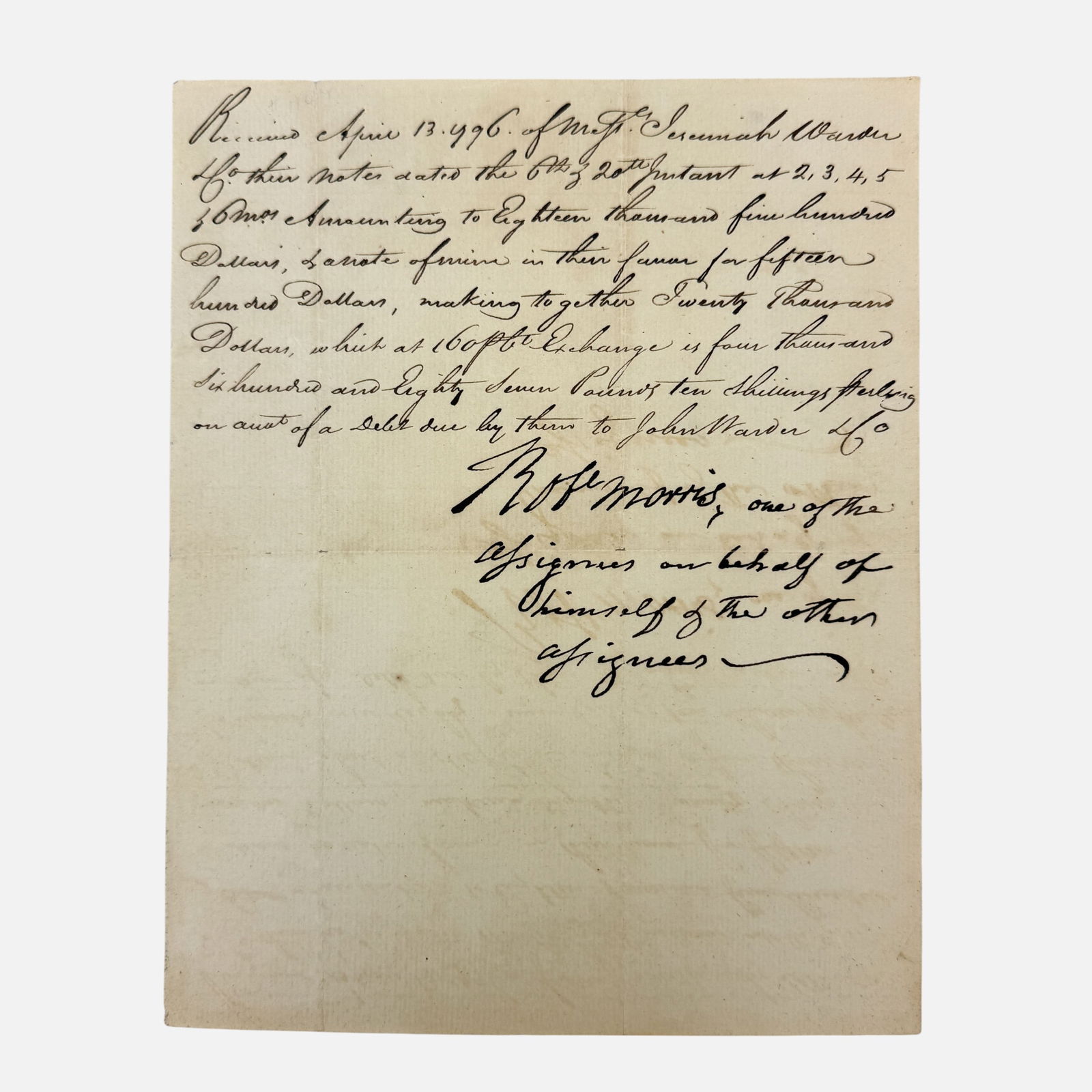 Robert Morris 1796 Signature Signer of Declaration Financial Receipt Framed Document (1 of 6)