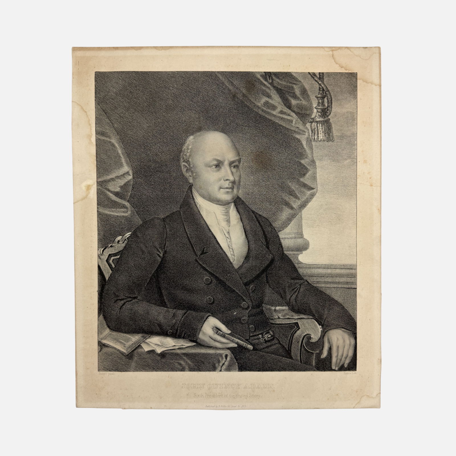 "John Quincy Adams - Sixths President of the United States" 1828 Stone Lithograph Presidential (1 of 12)