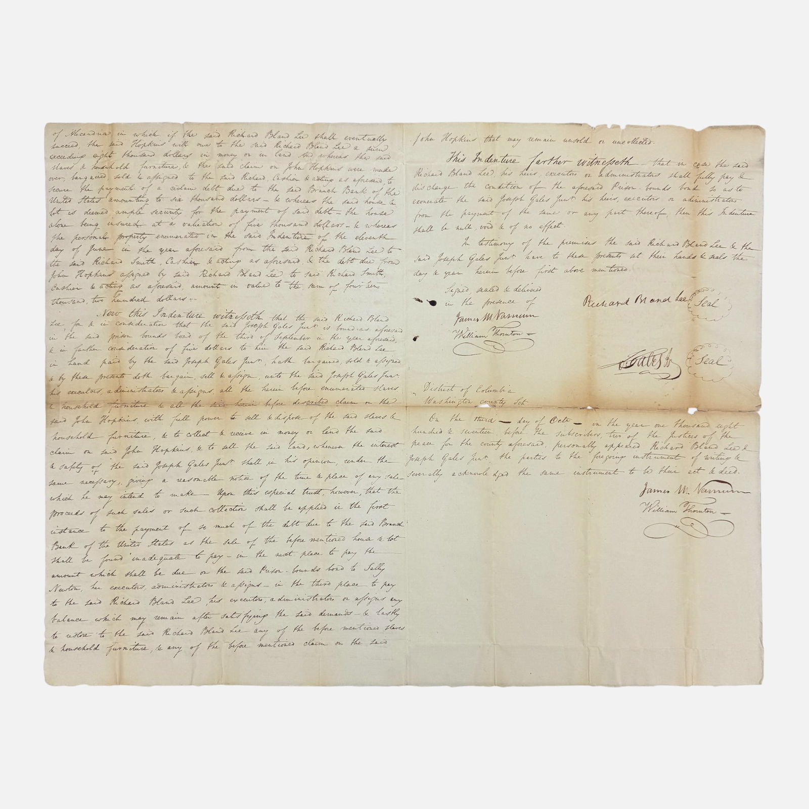 William Thornton 1817 Washington DC Capital Architect Signed Manuscript Document Richard Bland Lee (1 of 19)