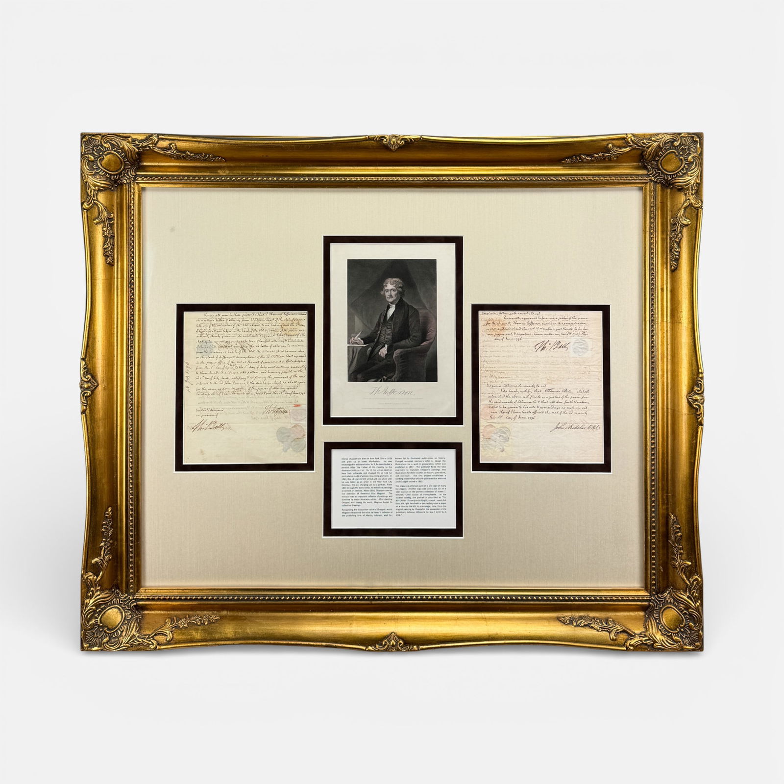 Thomas Jefferson 1796 Signed Document w/Three T.J. Autographs & Two Thomas Bell Signatures Framed (1 of 20)