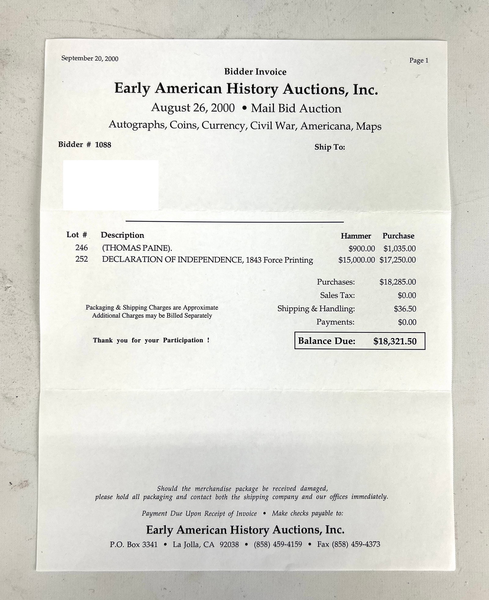 Genuine 1843 Declaration of Independence Peter Force Copperplate Engraving Framed Antique Print - 15