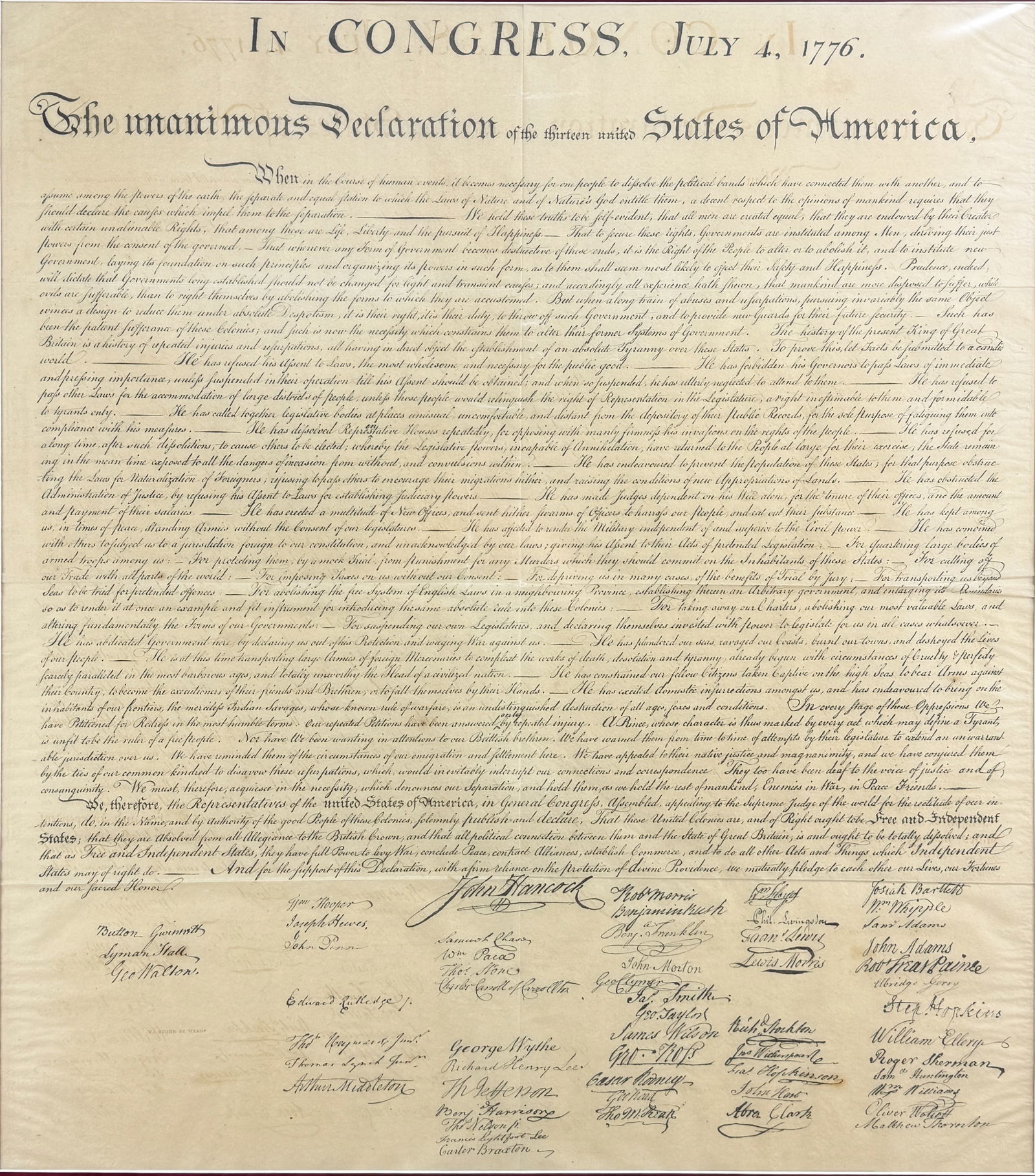 Genuine 1843 Declaration of Independence Peter Force Copperplate Engraving Framed Antique Print - 2