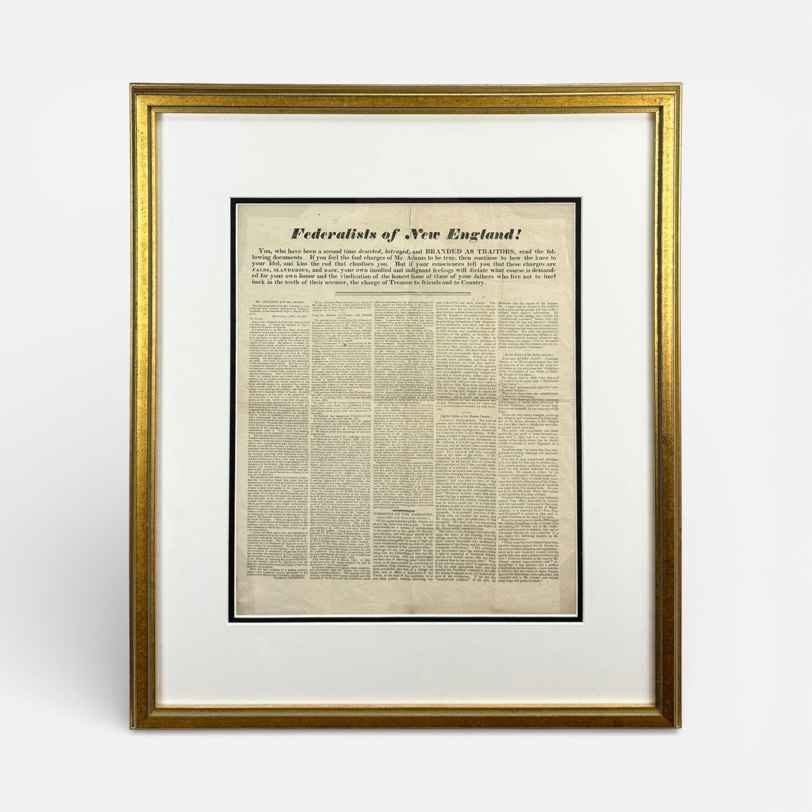 Antique 1823 "Federalists of New England!" Political Broadside Folio Framed Print Historic Ephemera: Approx. sight size 14 3/4" x 12".For shipping, we highly recommend Donald Camden at UPS Store 4608. Alternatively, reach out to one of our preferred shippers listed at the link below or elect for Live