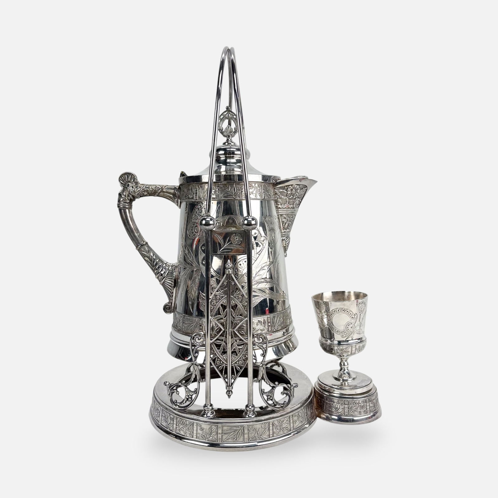 Antique 19thC Barbour Silver Co. Connecticut Silver Plate Ice Water Pitcher w/Cup (1 of 14)