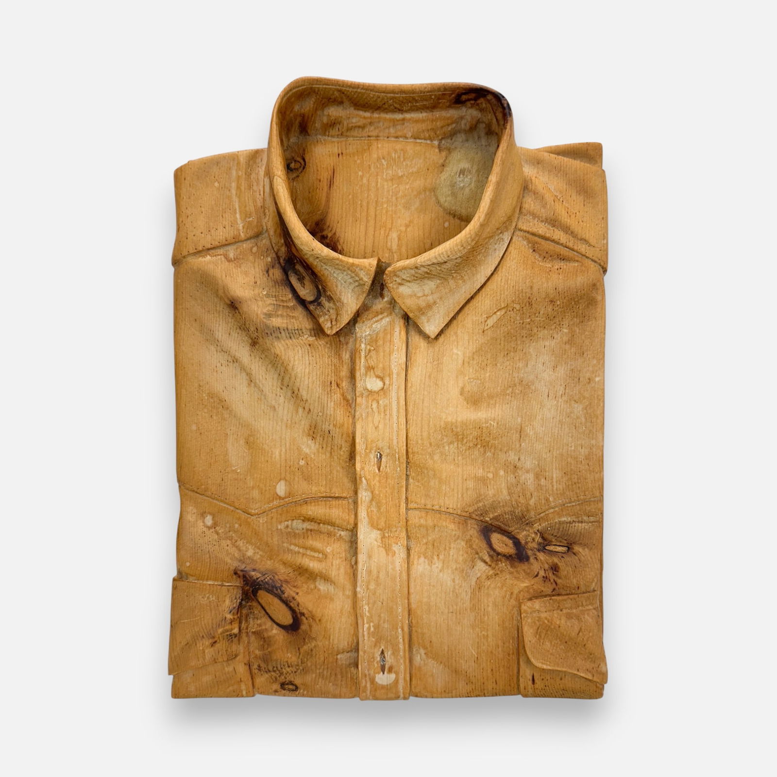 Ermenegildo Pannocchia Carved Wood Shirt Italian Realism Sculpture (1 of 5)