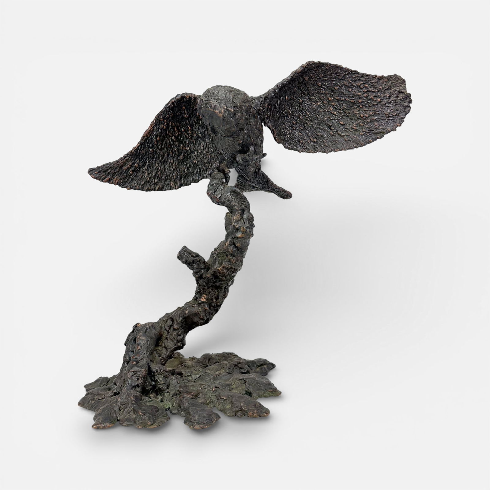 James K. Cook Owl Taking Flight 1980 Brutalist Bronze Sculpture (1 of 7)