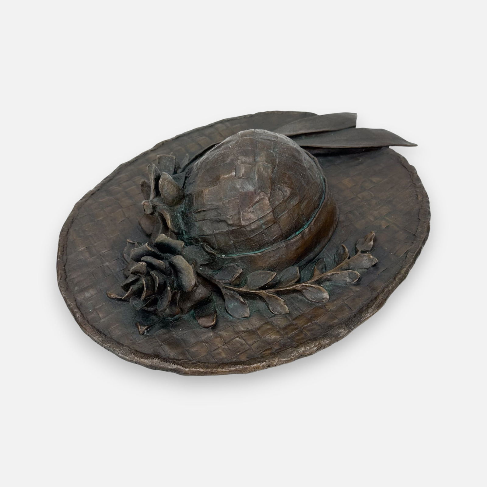 Kahlil Gibran "Summer Hat" Bronze Hat Sculpture: Kahlil G. Gibran (American, 1922-2008), Summer Hat, signed as shown. Purchased from the artist in 1989. A cousin to the famed author Gibran Kahlil Gibran.For shipping, we highly recommend Donald Camde