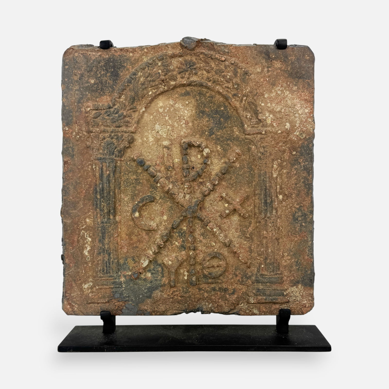 Ancient Byzantine Lead Christogram Sarcophagus Fragment Early Christian Religious Artifact (1 of 9)