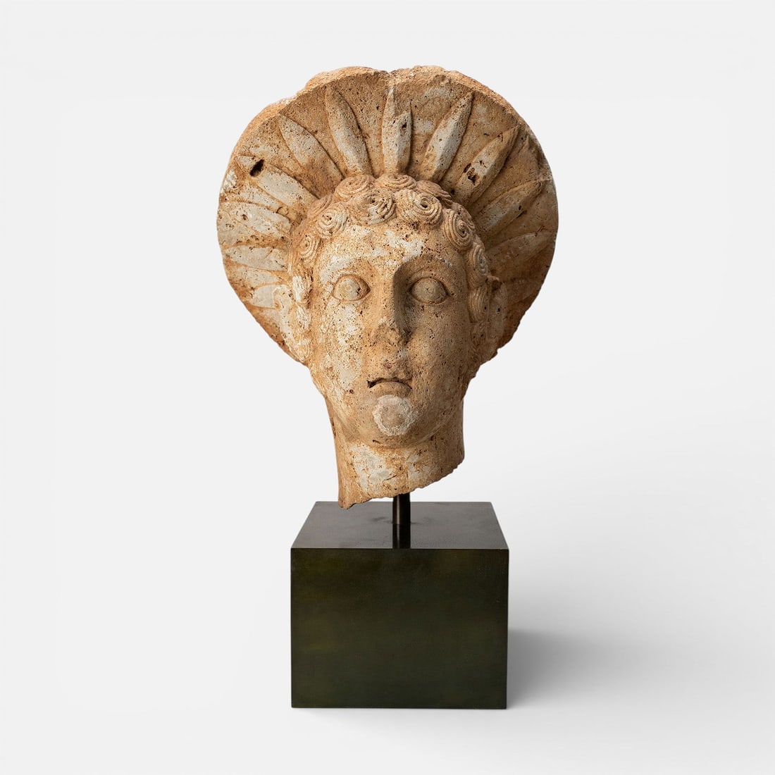 Ancient Roman Nabataean Carved Limestone Radiate Head of Sol/Helios Sculpture of a Greek God (1 of 15)
