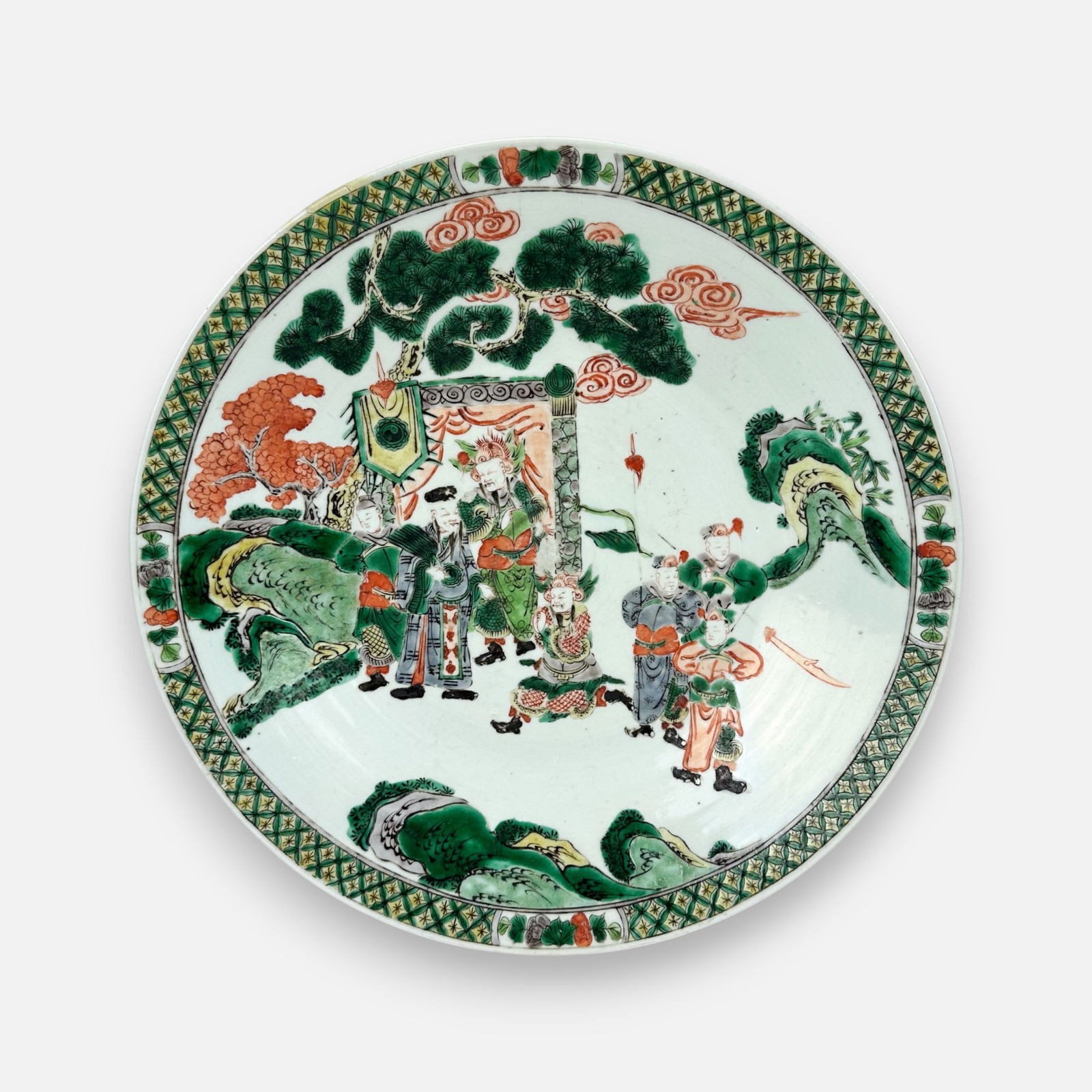 Antique 19thC Chinese Qing Famille Verte Enamel-Painted Porcelain Charger Plate (1 of 8)