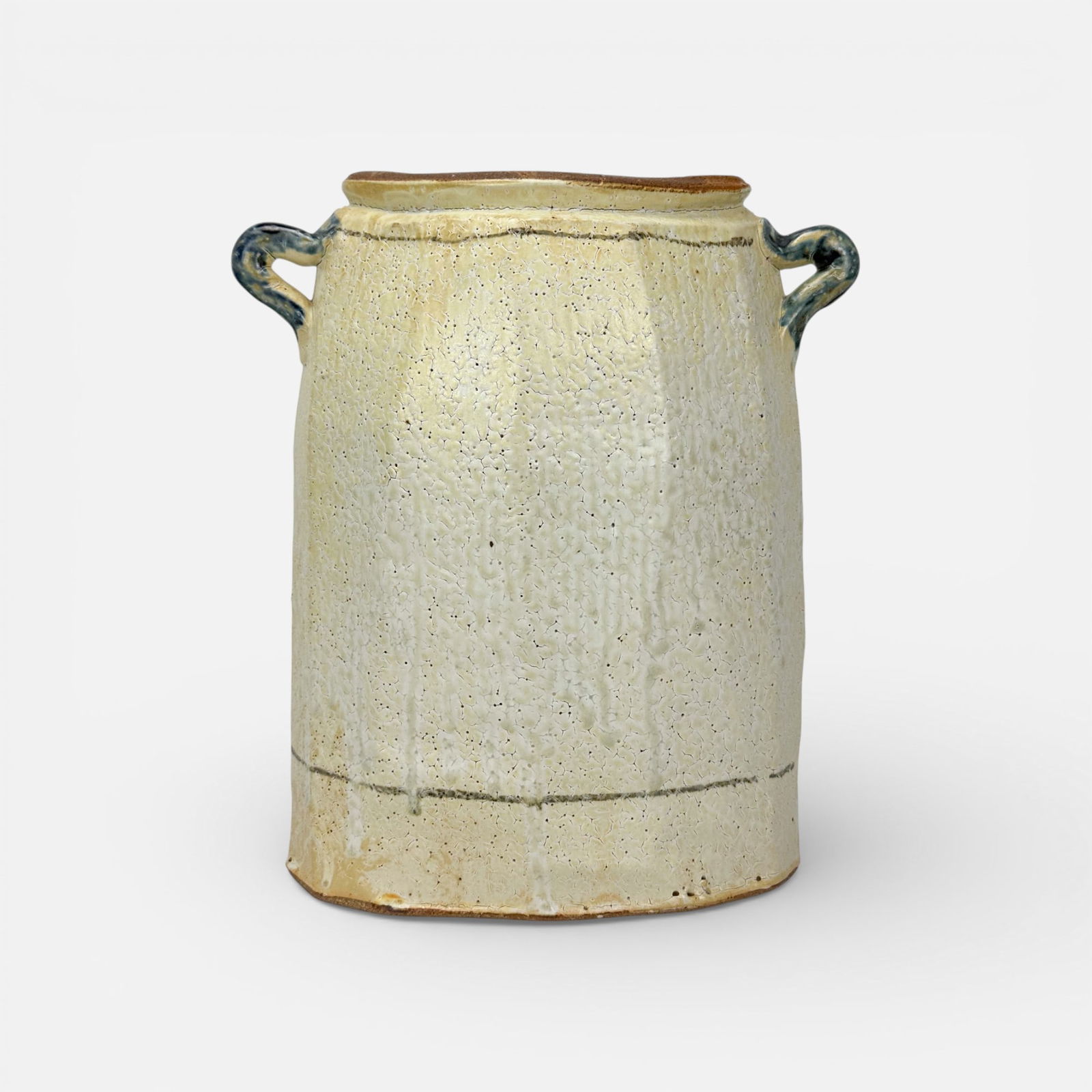 Vintage MCM 20thC Carved & Decorated Stoneware Two-Handled Urn Vase (1 of 8)