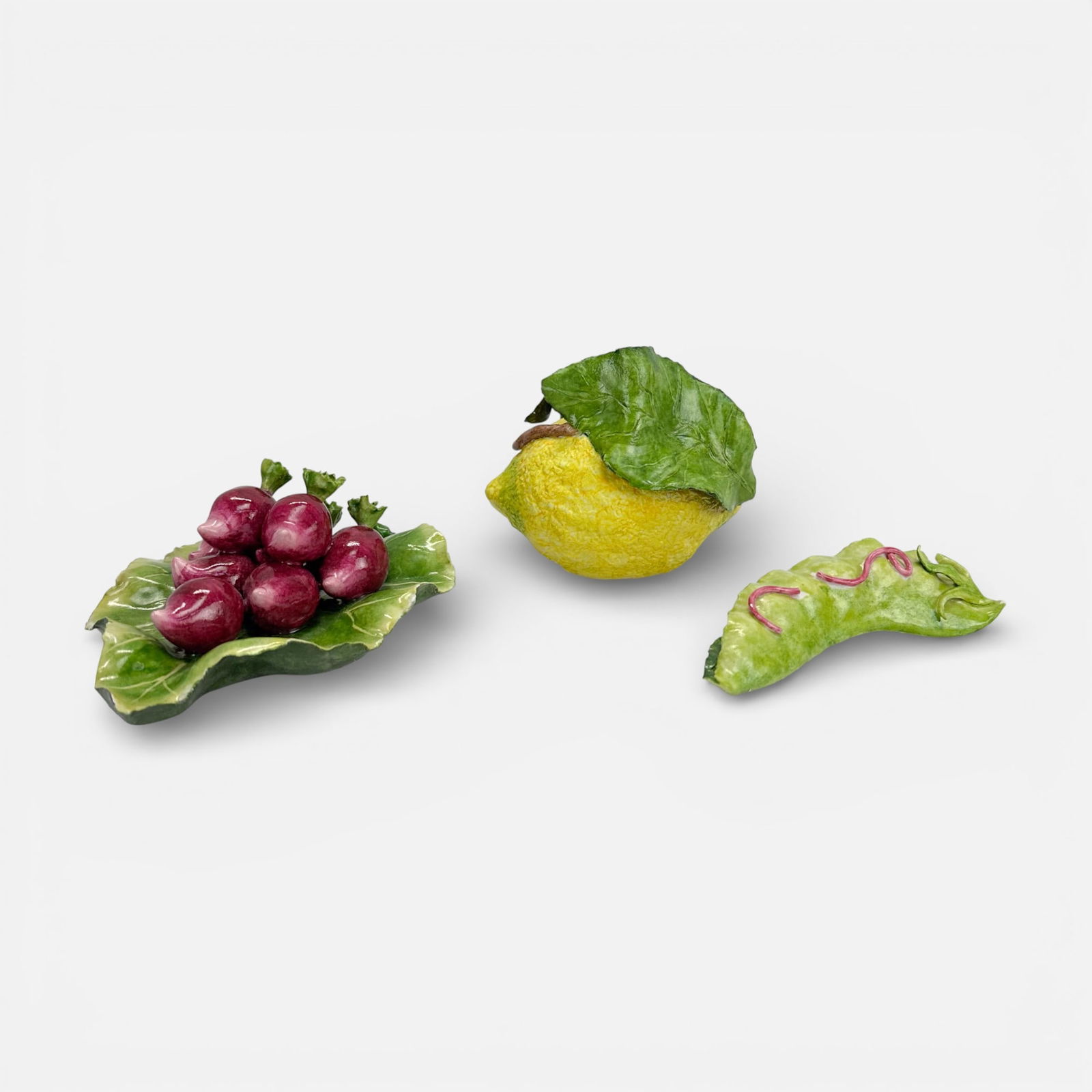 Katherine Houston Realistic Ceramic Vegetables Radishes, Lemon, and Green Bean Sculptures (1 of 9)