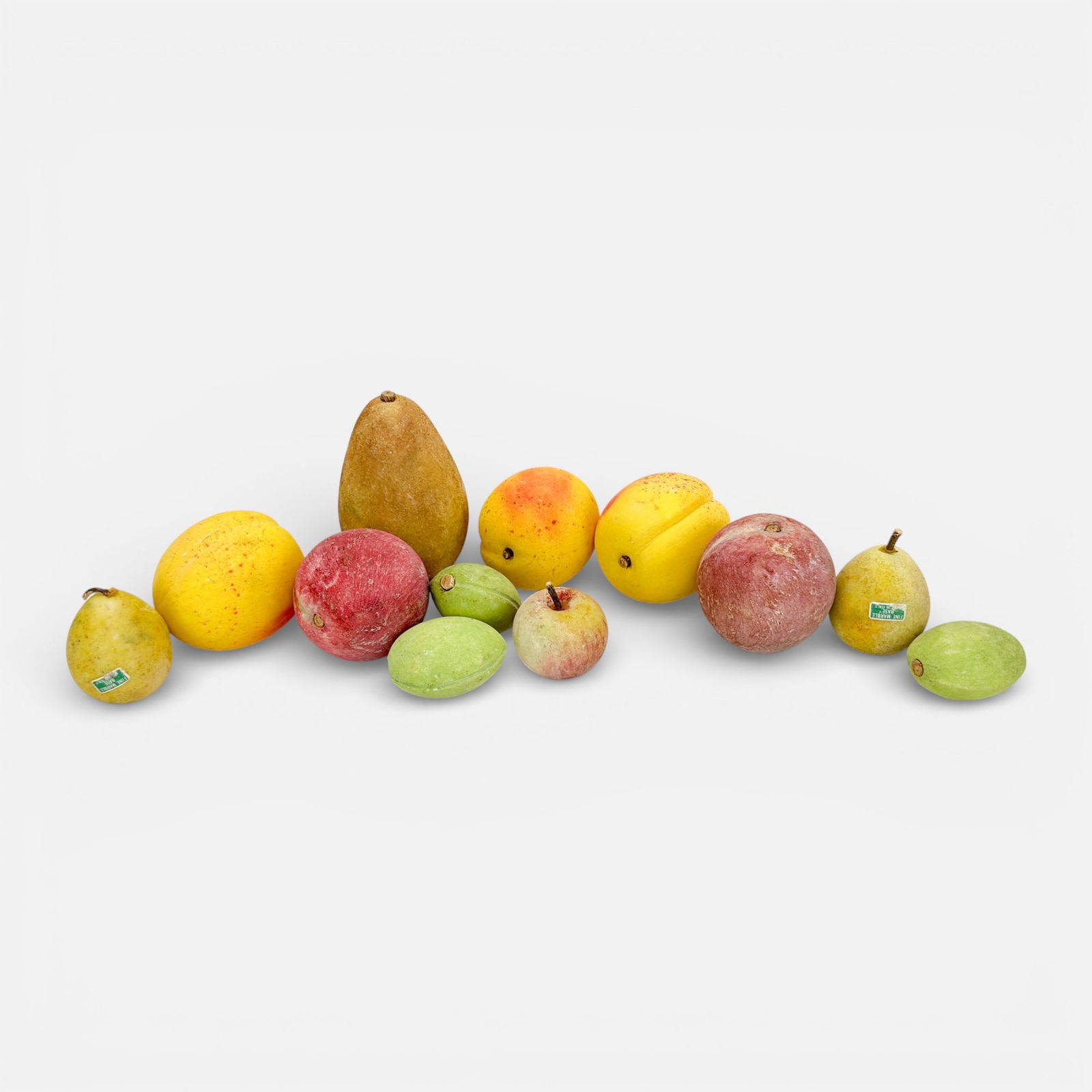 Twelve Italian Solid Alabaster/Marble Fruit Models Figs, Apples, Pears, Nectarines, and More: Pear measurements included in listing.For shipping, we highly recommend Donald Camden at UPS Store 4608. Alternatively, reach out to one of our preferred shippers listed at the link below or elect for