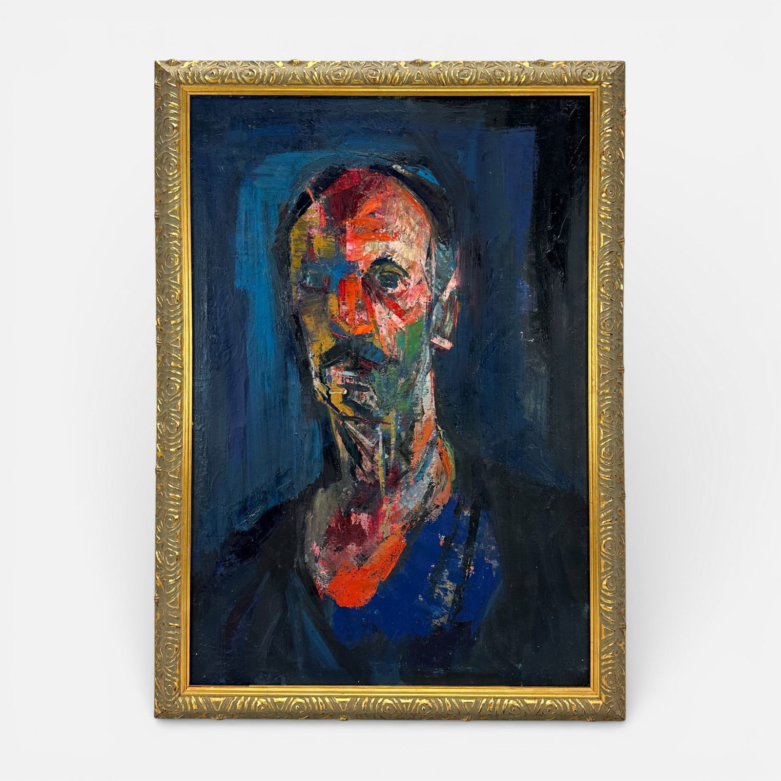 Expressionist Portrait of a Man Oil on Canvas Painting Framed: Apparently unsigned. Approx. stretcher size 26" x 18".For shipping, we highly recommend Donald Camden at UPS Store 4608. Alternatively, reach out to one of our preferred shippers listed at the link be