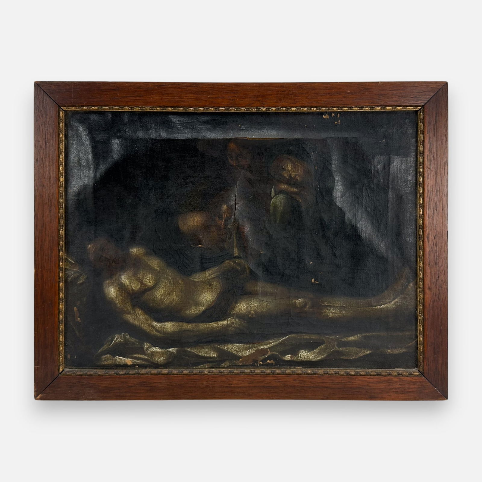 Antique Christian Religious Oil on Canvas Painting Framed (1 of 5)