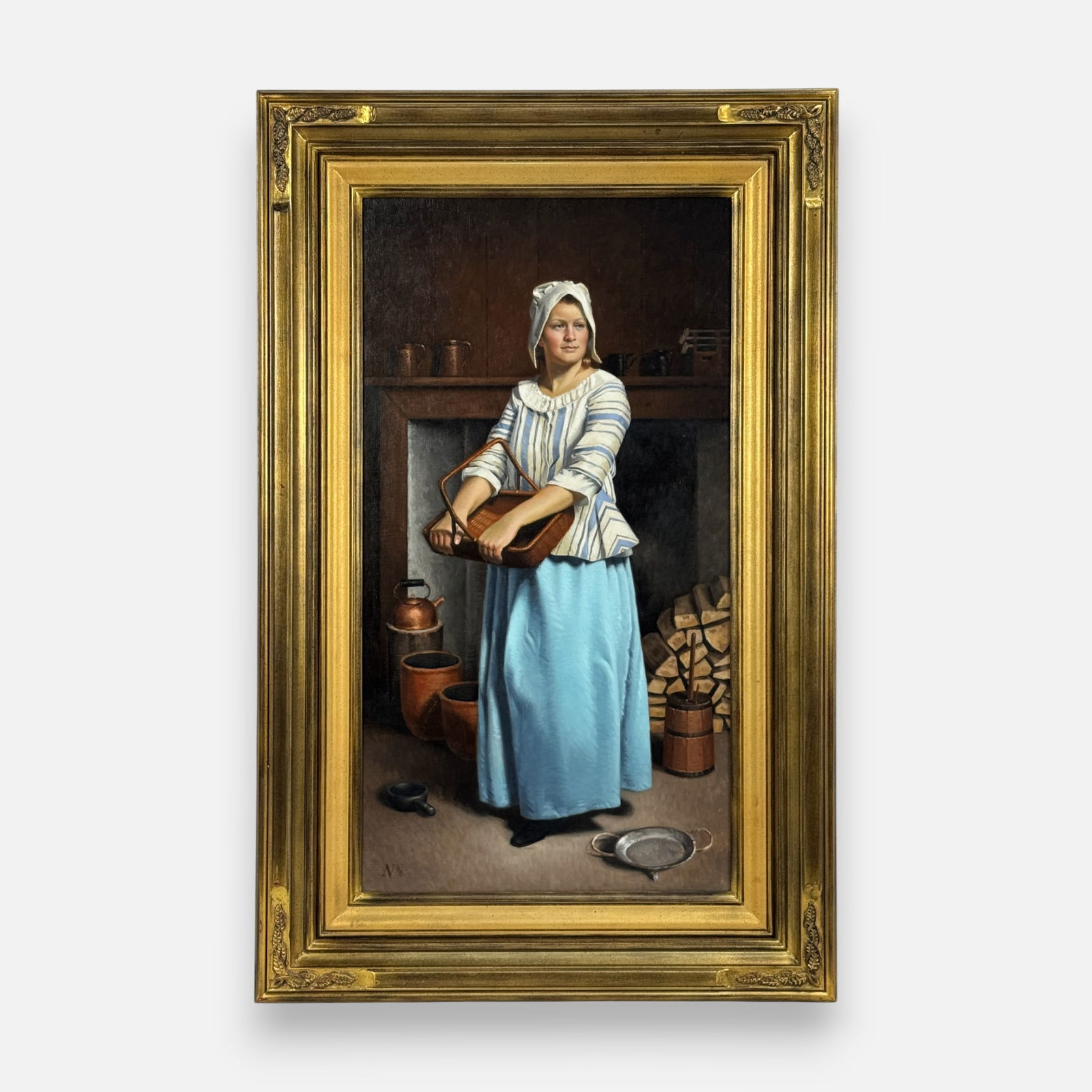 Neilson Carlin "The Maid Servant - Off to Market" 1998 Oil on Canvas Painting Framed (1 of 11)