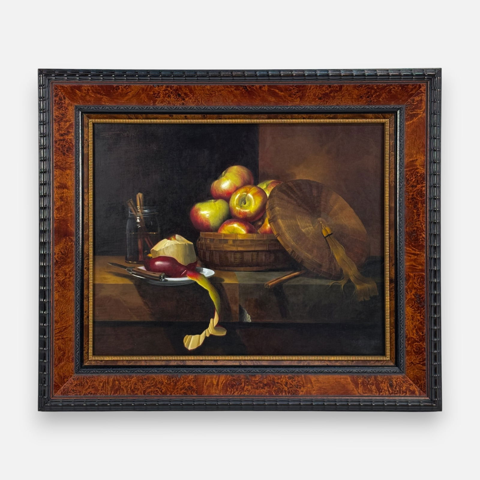 Scott Royston "How 'Bout Dem Apples" Trompe l'oeil Oil on Board Painting Framed (1 of 5)