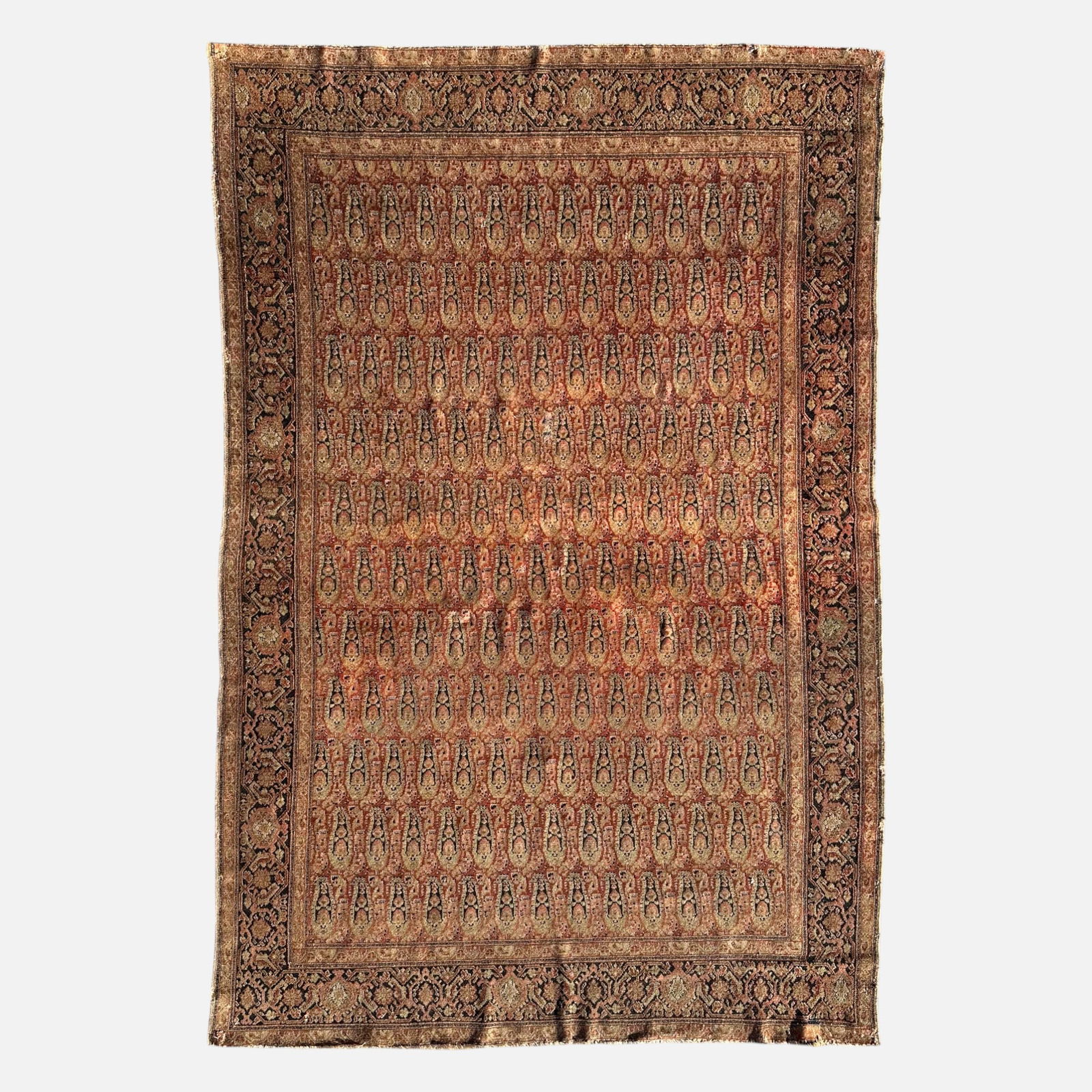 Semi-Antique Persian Senneh Boteh Paisley Design Hand-Knotted Wool Rug 6' 6" x 4' 3" (1 of 13)