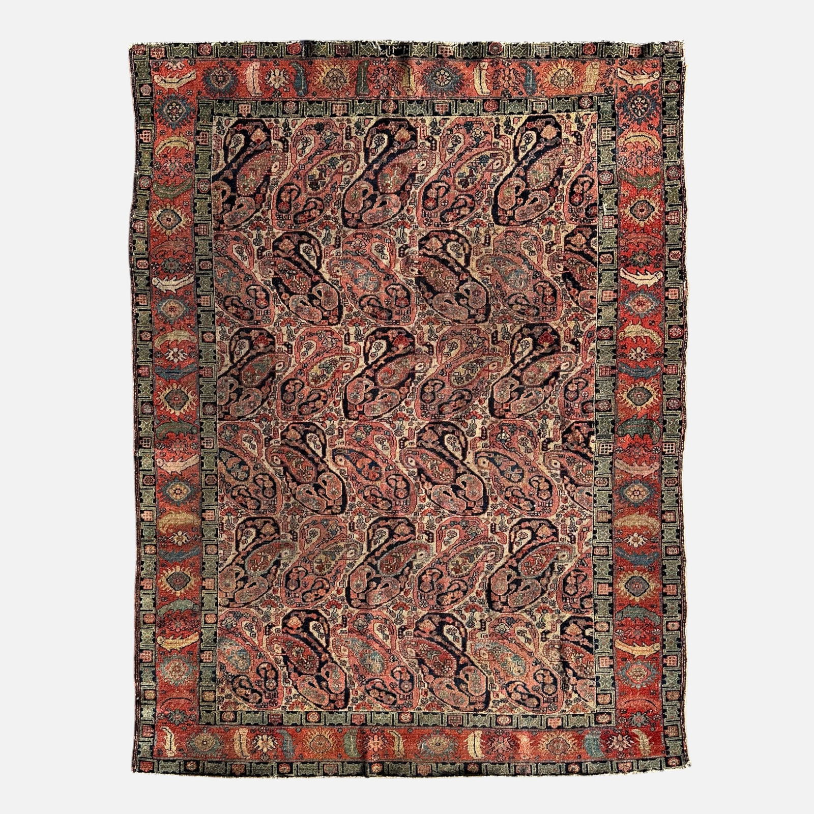 Semi-Antique Persian Senneh Boteh Paisley Design Hand-Knotted Wool Rug 6' 2" x 4' 8" (1 of 11)