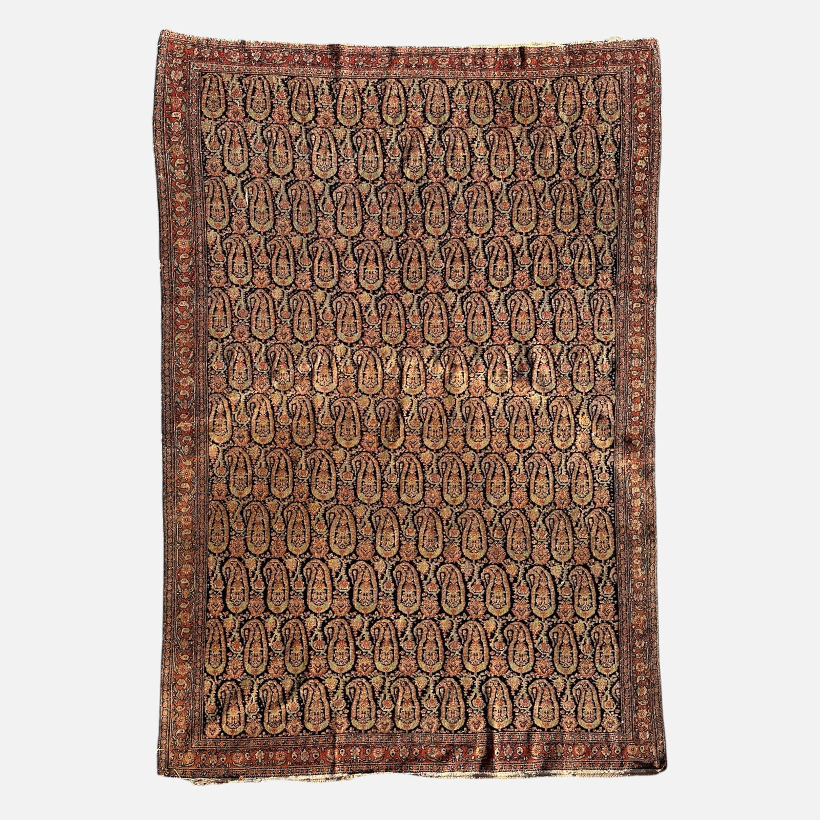 Semi-Antique Persian Senneh Boteh Paisley Design Hand-Knotted Wool Rug 6' 4" x 4' 6" (1 of 11)