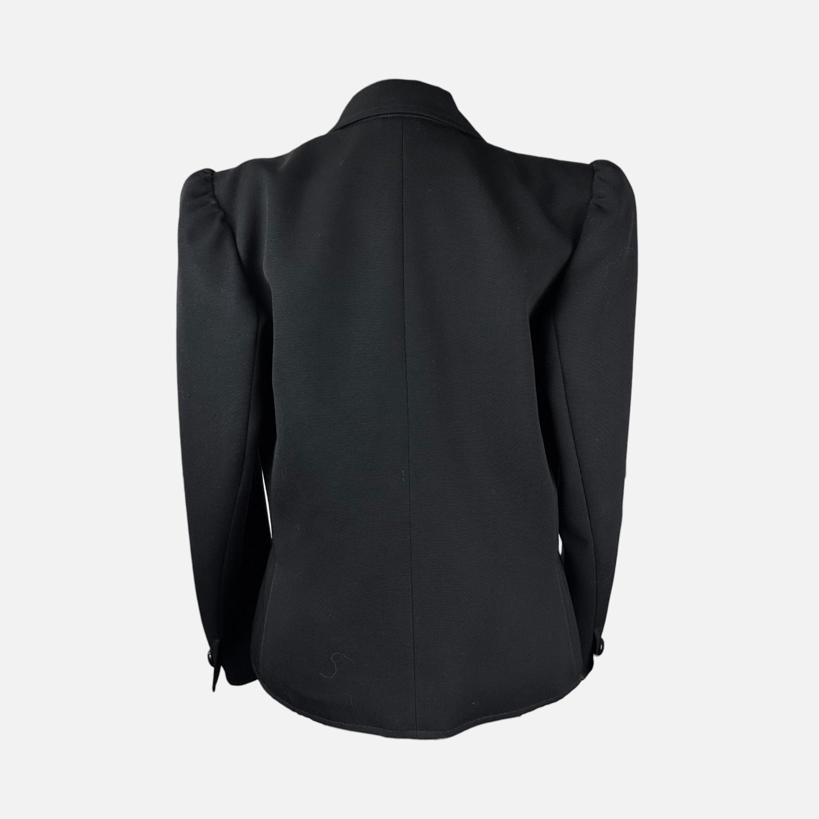 Saint Laurent Rive Gauche Black Structured Single-Button Blazer Jacket, Size 38 - 2