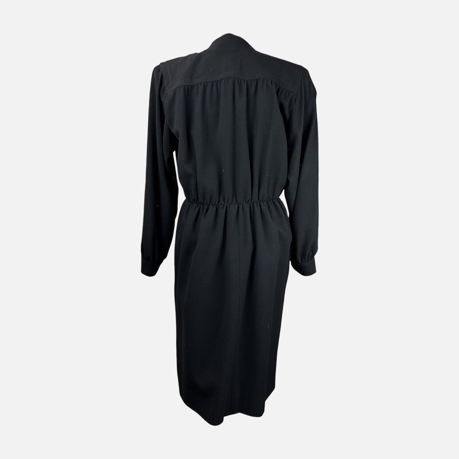 Saint Laurent Rive Gauche Black Long Sleeve Button-Front Dress, Size 38 - 2